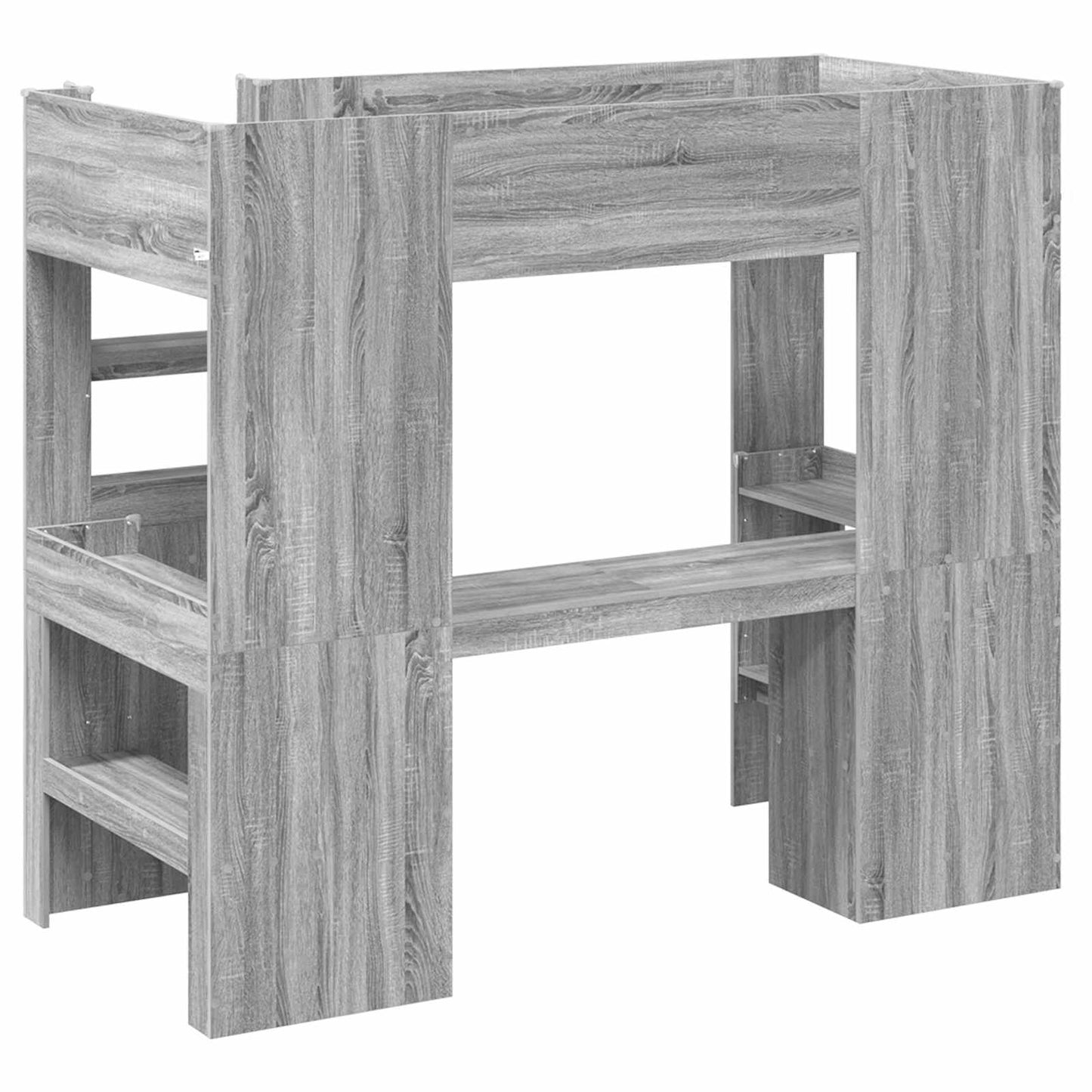 Loft Bed Frame with Desk with Storage Grey Sonoma 90 x 190 cm