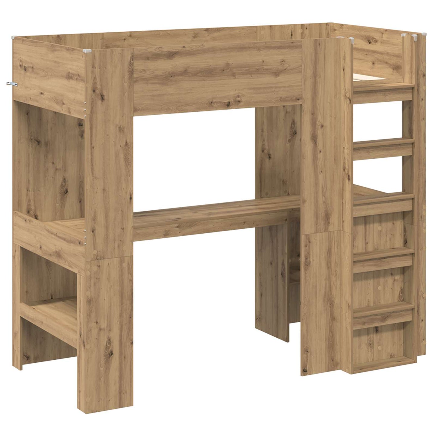 Loft Bed Frame with Desk with Storage Artisan Oak 90 x 190 cm