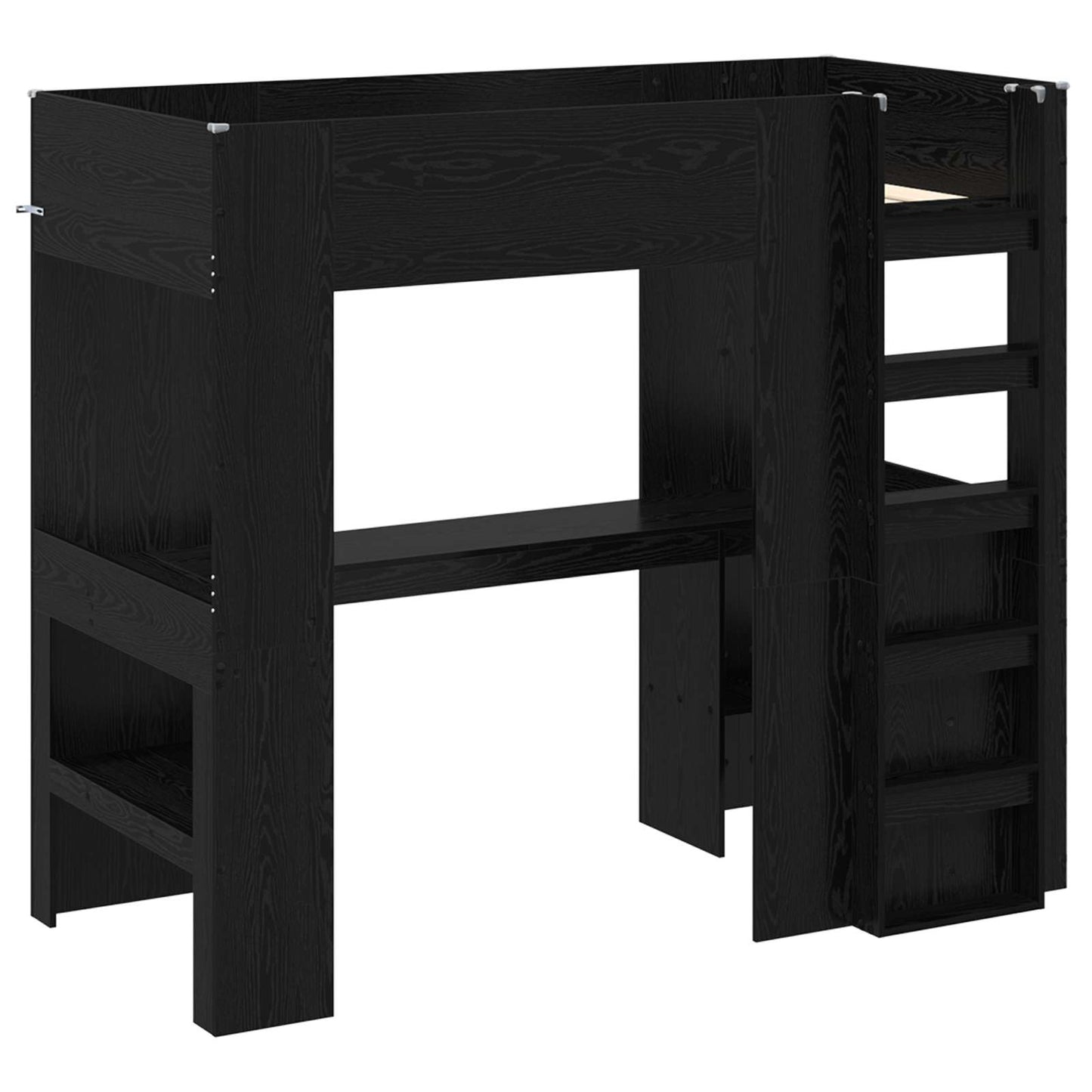Loft Bed Frame with Desk Black Oak 80 x 200 cm Engineered Wood