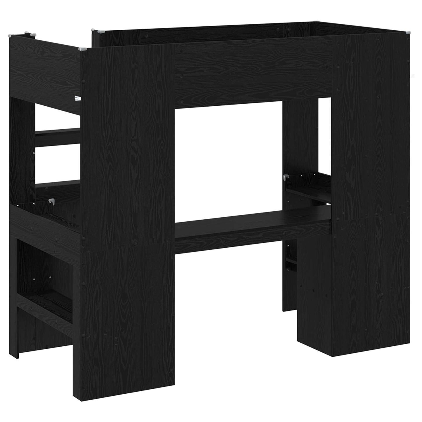 Loft Bed Frame with Desk Black Oak 80 x 200 cm Engineered Wood