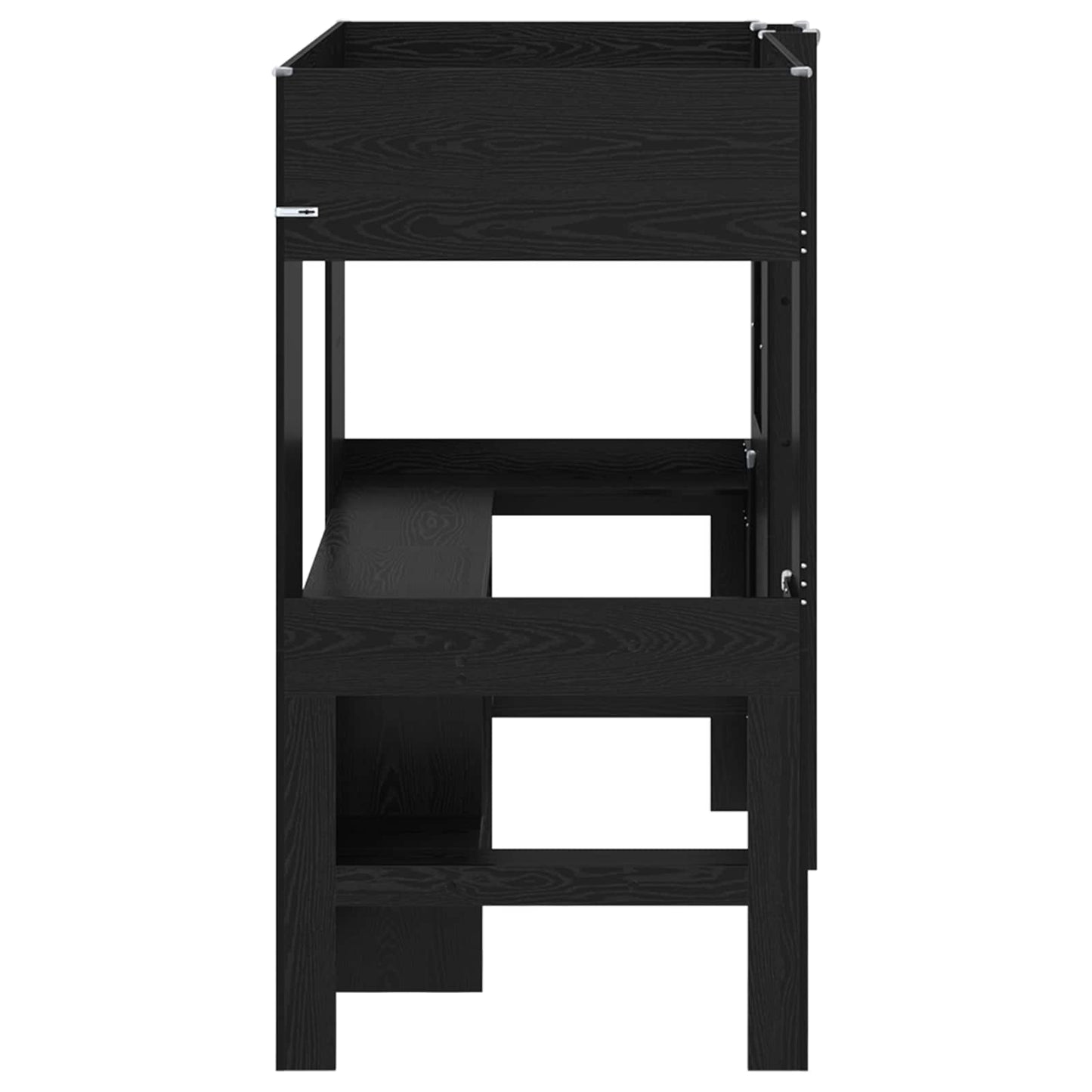 Loft Bed Frame with Desk Black Oak 80 x 200 cm Engineered Wood