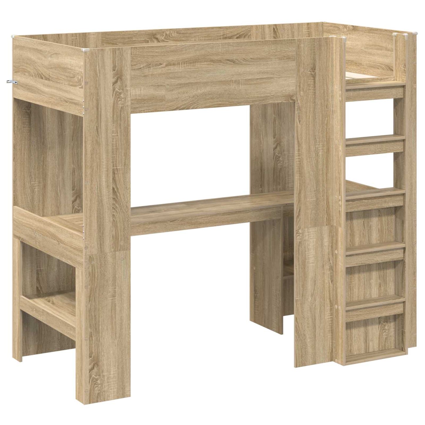 Loft Bed Frame with Desk Sonoma Oak 80 x 200 cm Engineered Wood