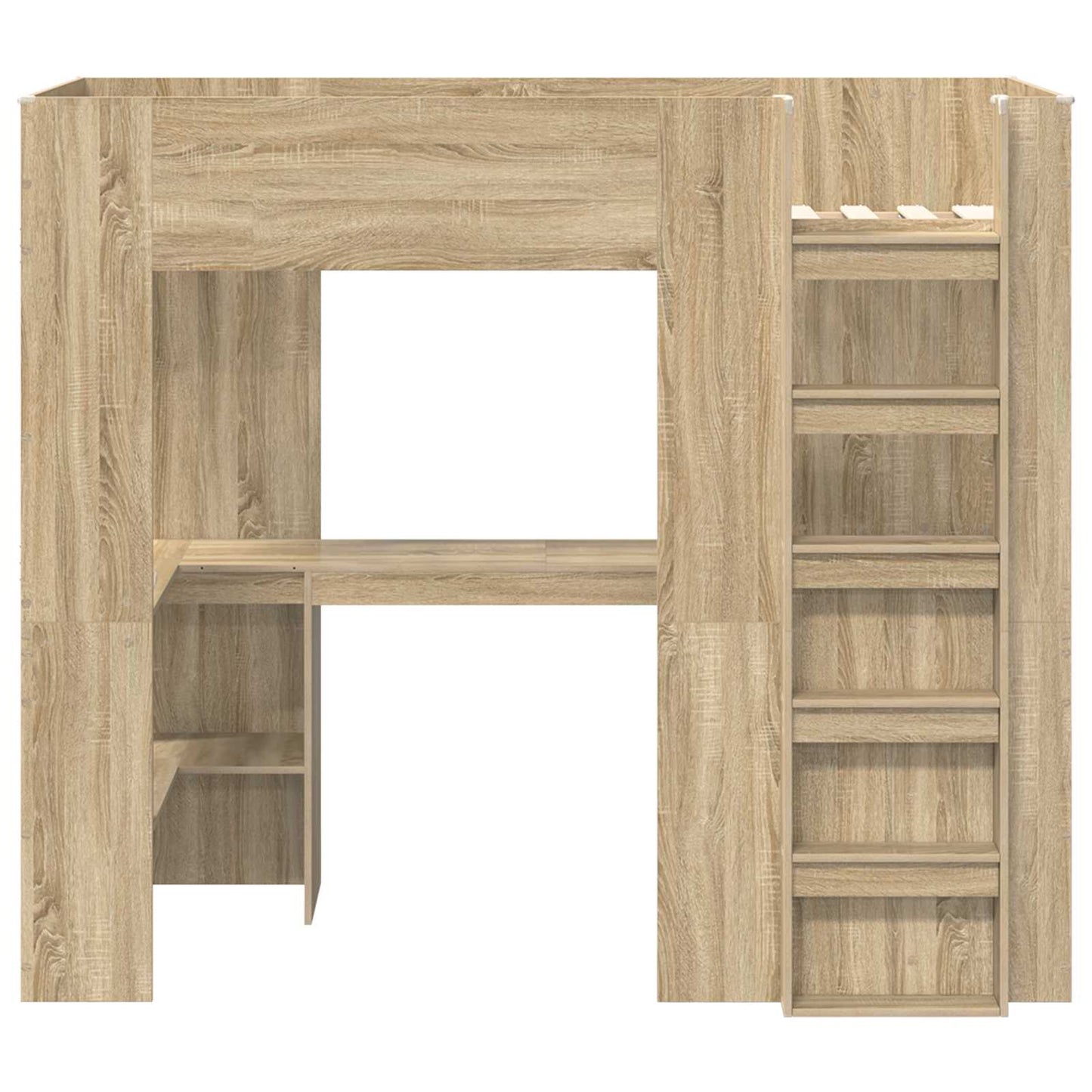 Loft Bed Frame with Desk Sonoma Oak 80 x 200 cm Engineered Wood