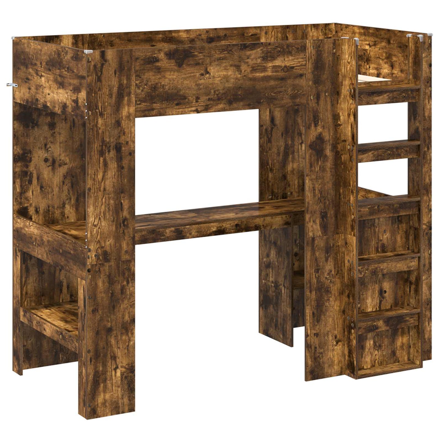Loft Bed Frame with Desk Smoked Oak 80 x 200 cm Engineered Wood