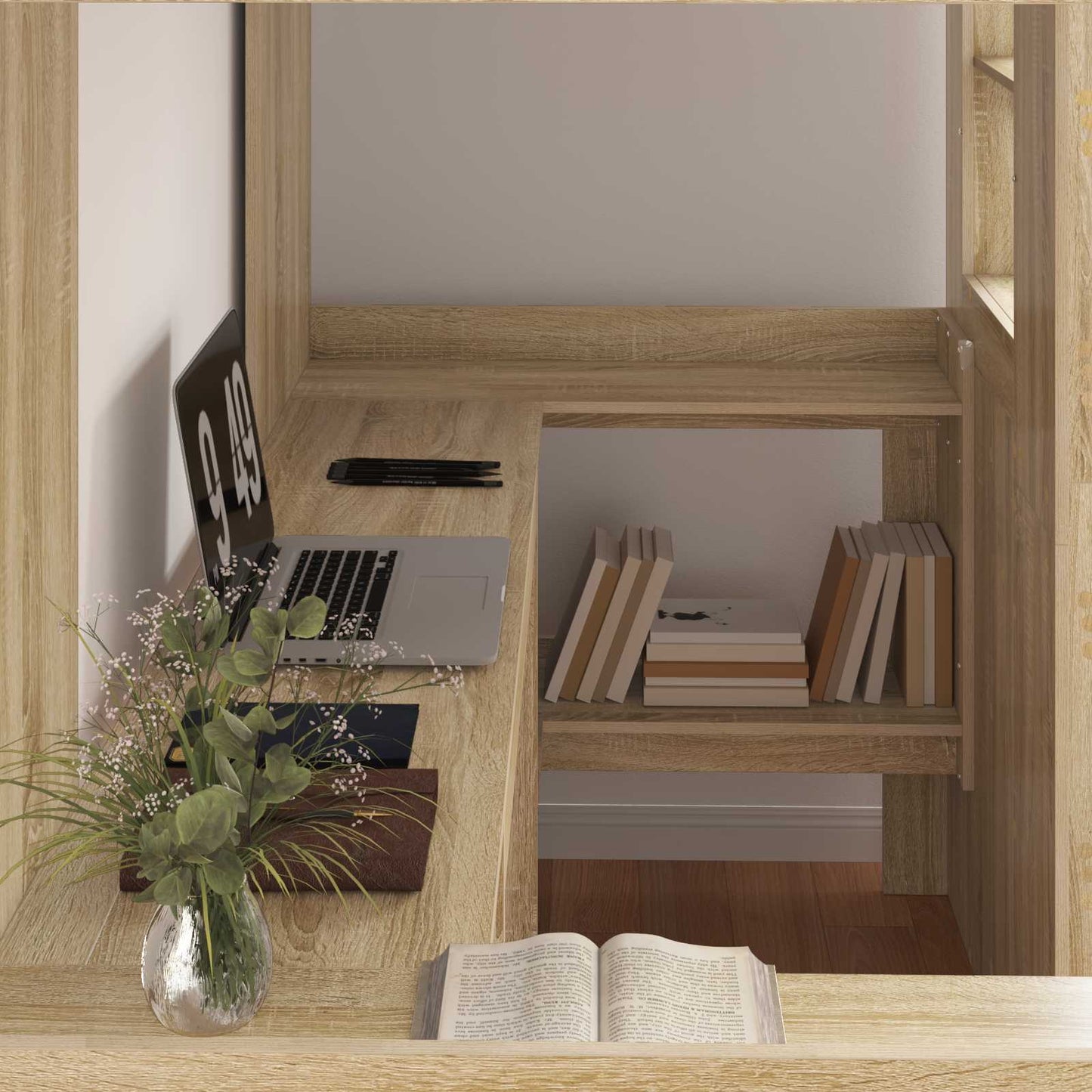 Loft Bed Frame with Desk Sonoma Oak 90 x 200 cm Engineered Wood