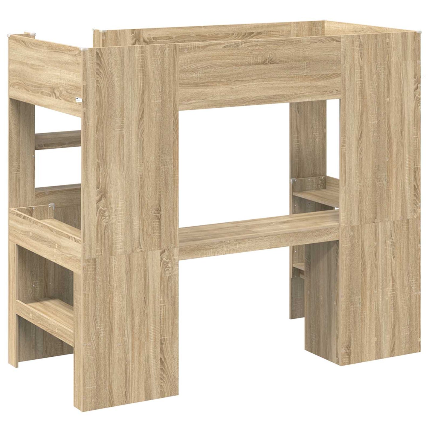 Loft Bed Frame with Desk Sonoma Oak 90 x 200 cm Engineered Wood