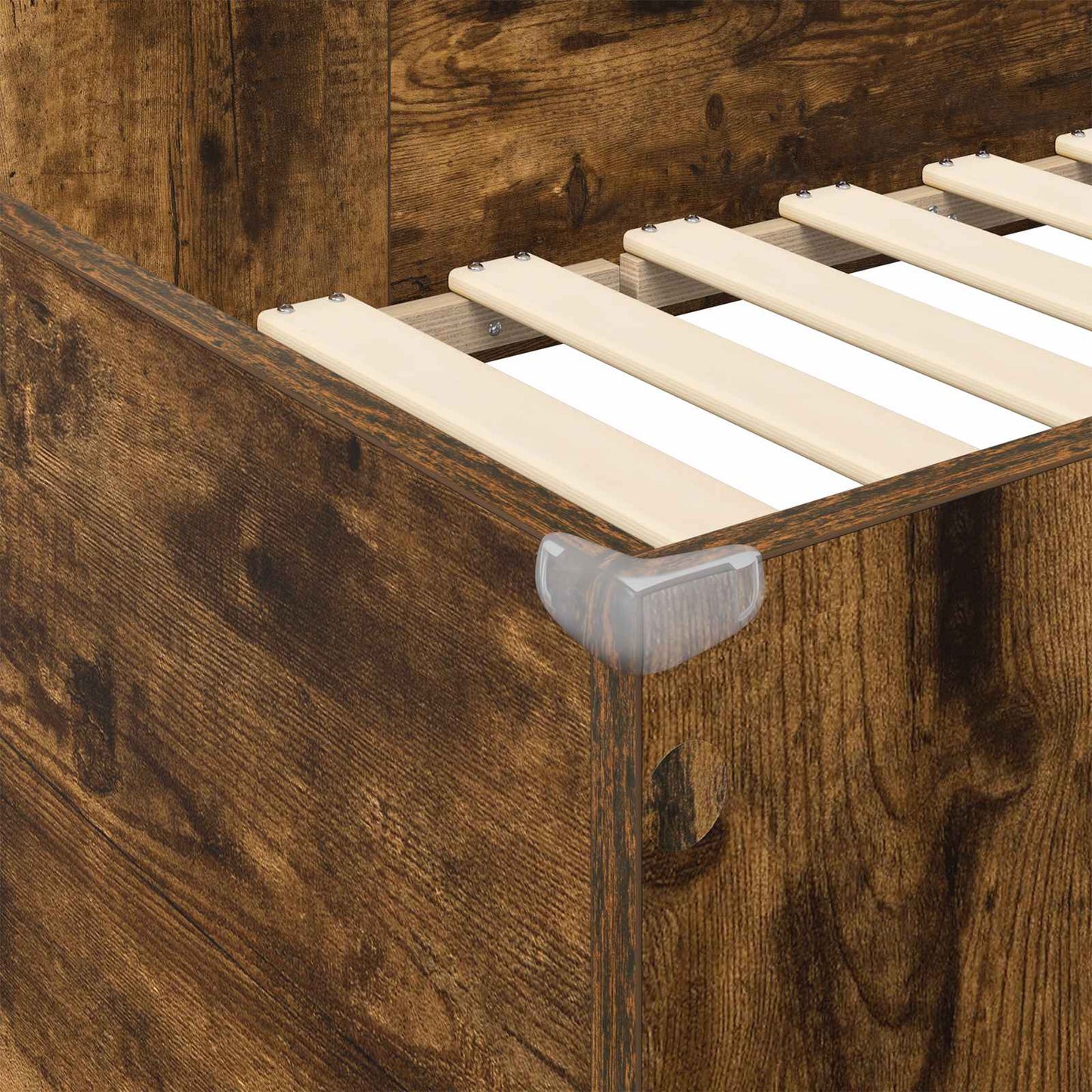 Loft Bed Frame with Desk Smoked Oak 90 x 200 cm Engineered Wood