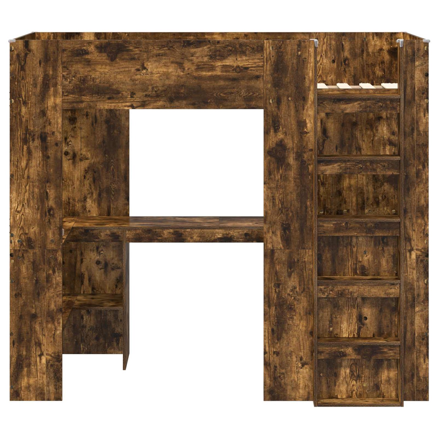 Loft Bed Frame with Desk Smoked Oak 90 x 200 cm Engineered Wood