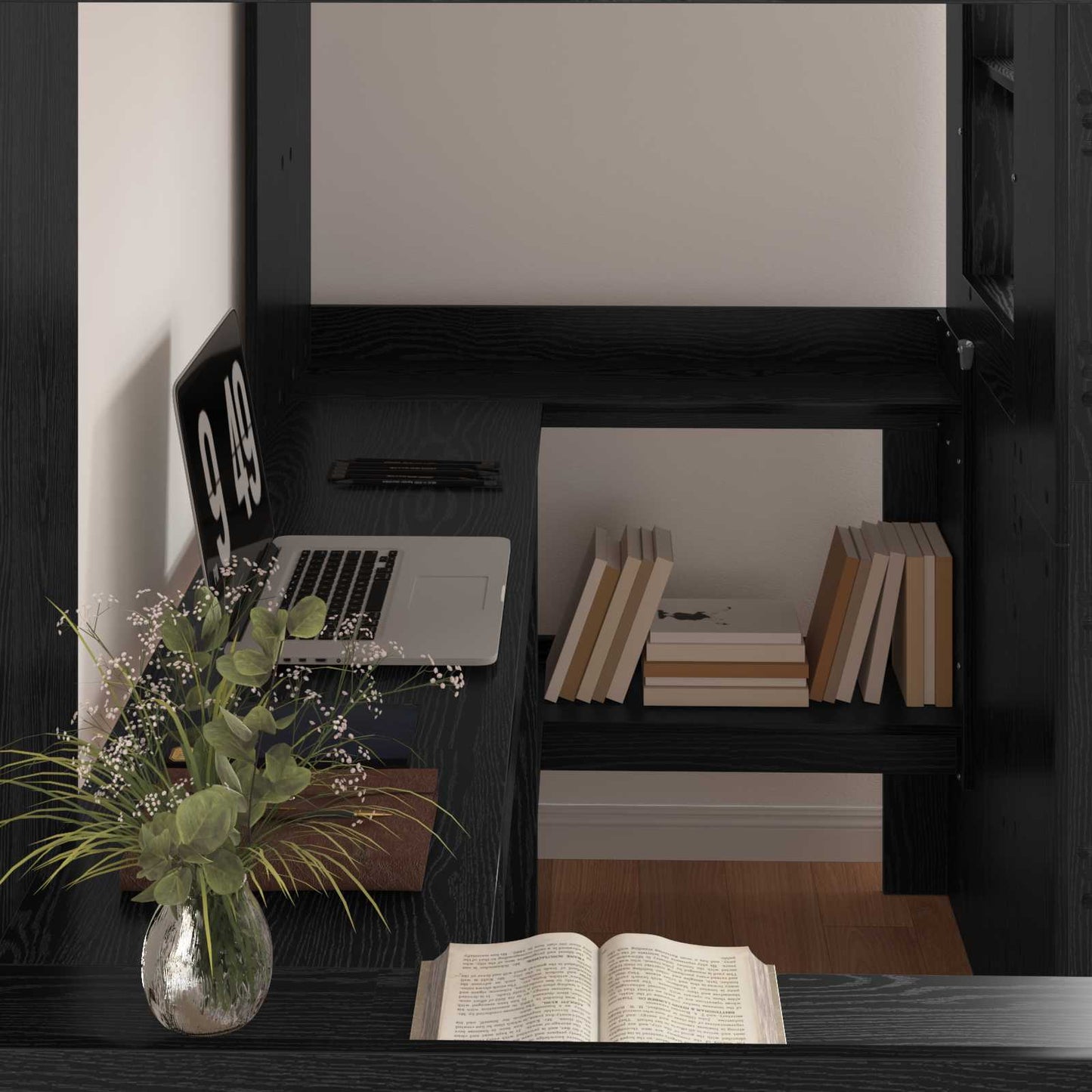 Loft Bed Frame with Desk Black Oak 100 x 200 cm Engineered Wood