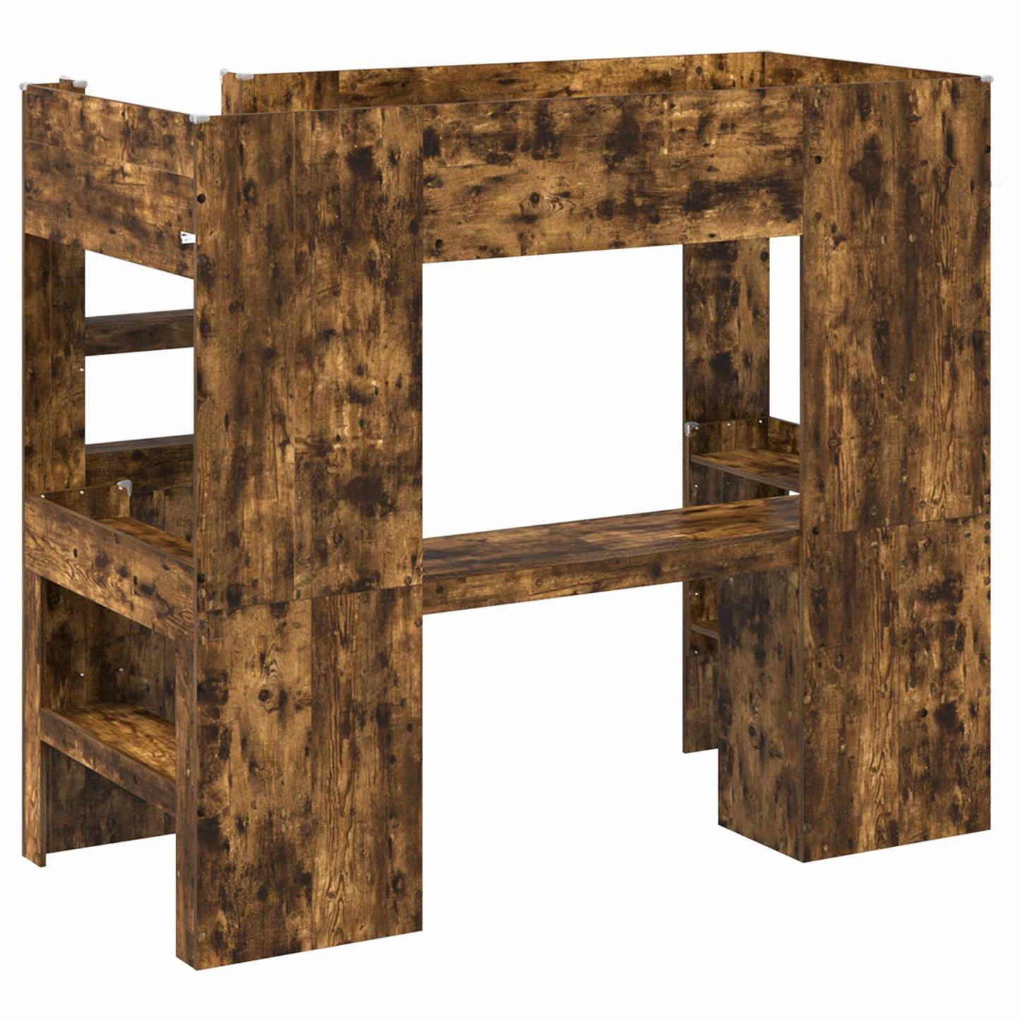 Loft Bed Frame with Desk with Storage Smoked Oak 100 x 200 cm