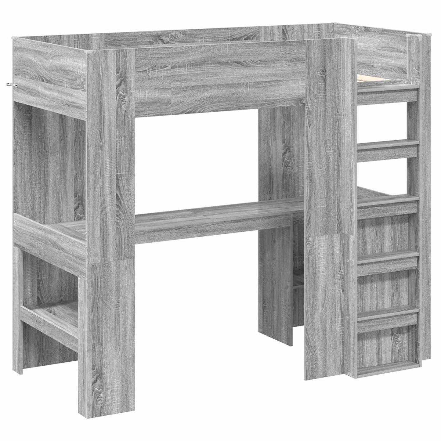 Loft Bed Frame with Desk with Storage Grey Sonoma 100 x 200 cm