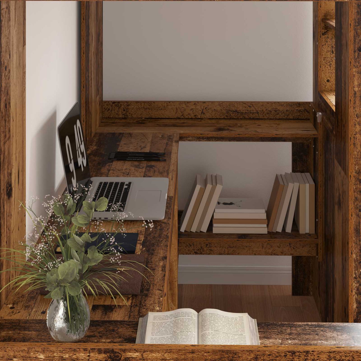 Loft Bed Frame with Desk Old Wood 100 x 200 cm Engineered Wood