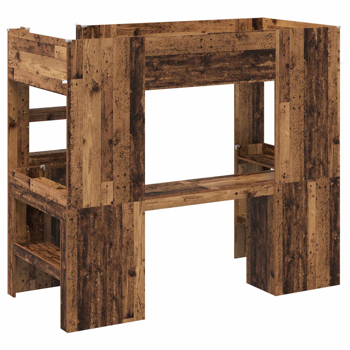 Loft Bed Frame with Desk Old Wood 100 x 200 cm Engineered Wood