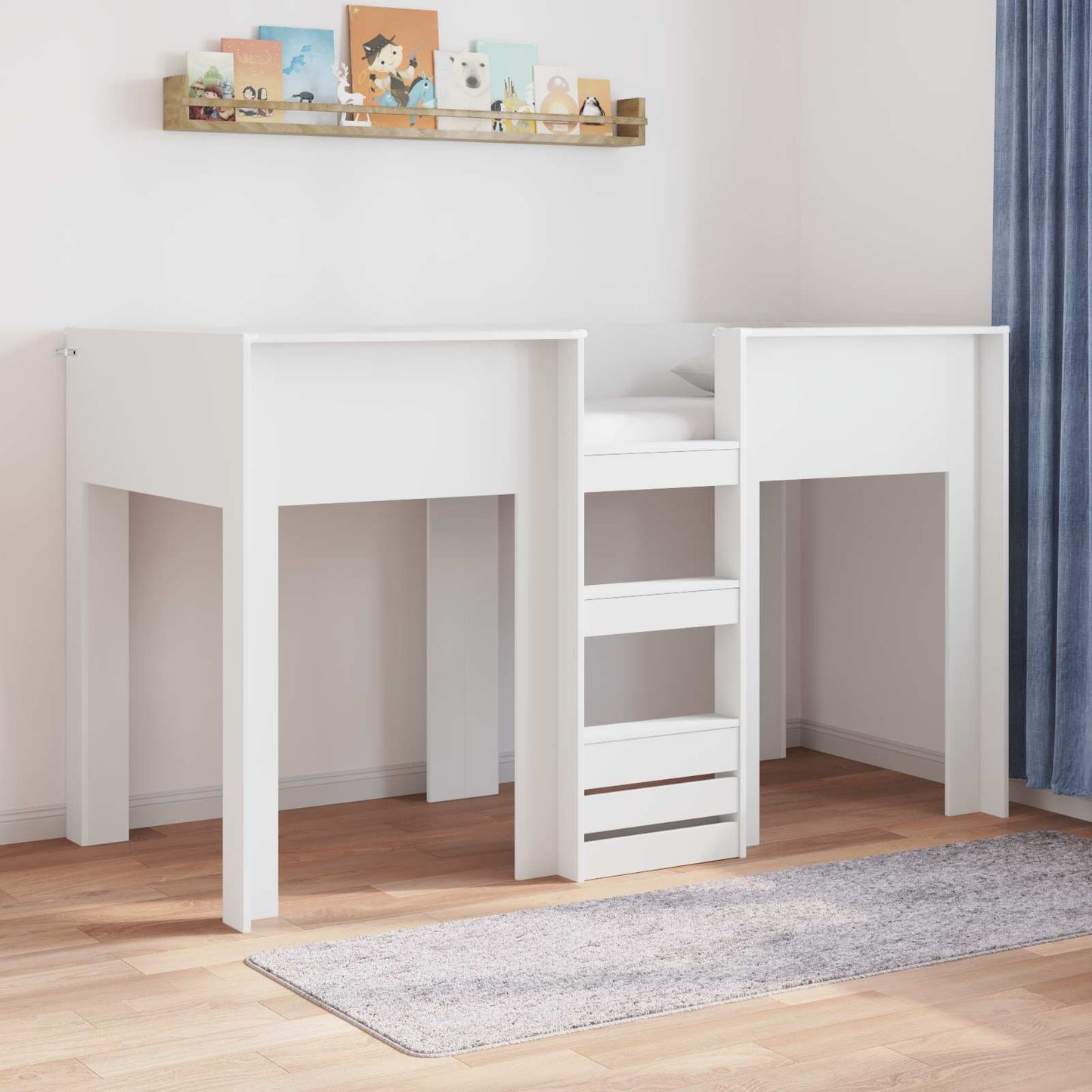 Bunk Bed for Kids White 75 x 190 cm Engineered wood