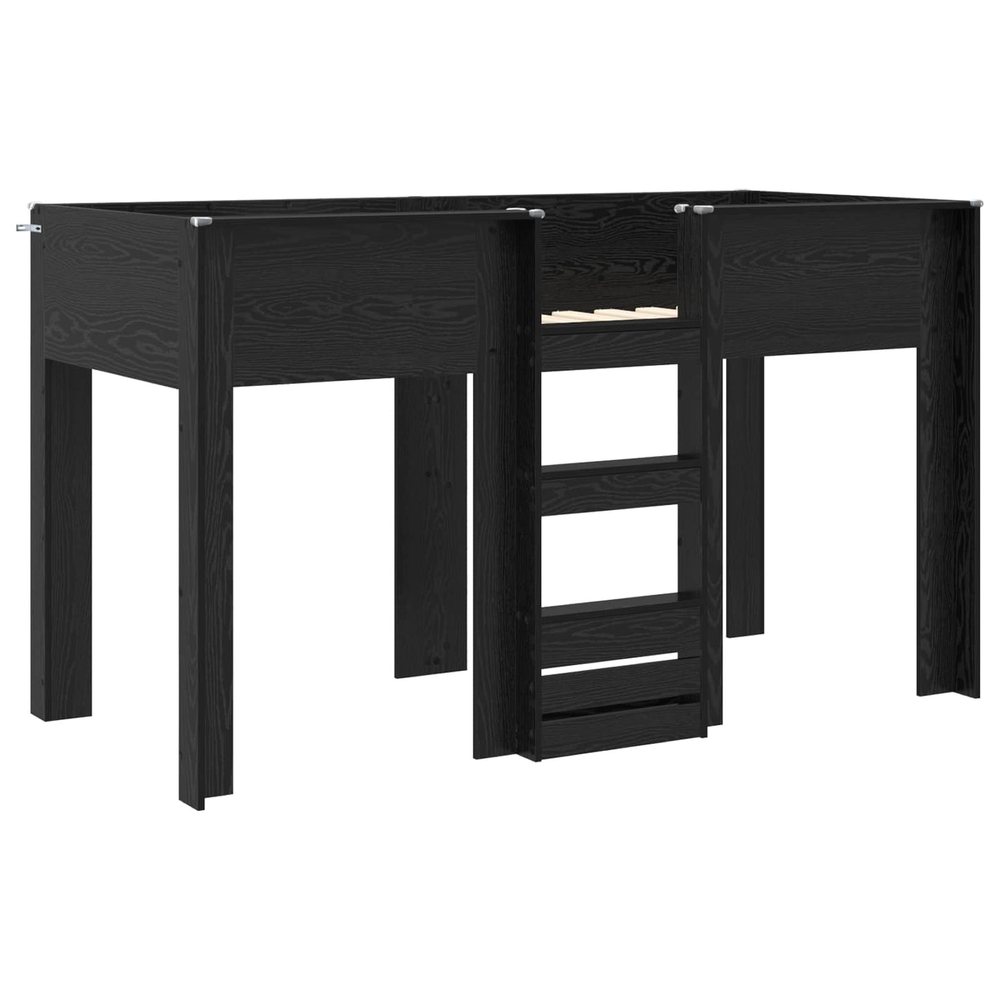 Bunk Bed for Kids Black Oak 75 x 190 cm Engineered wood