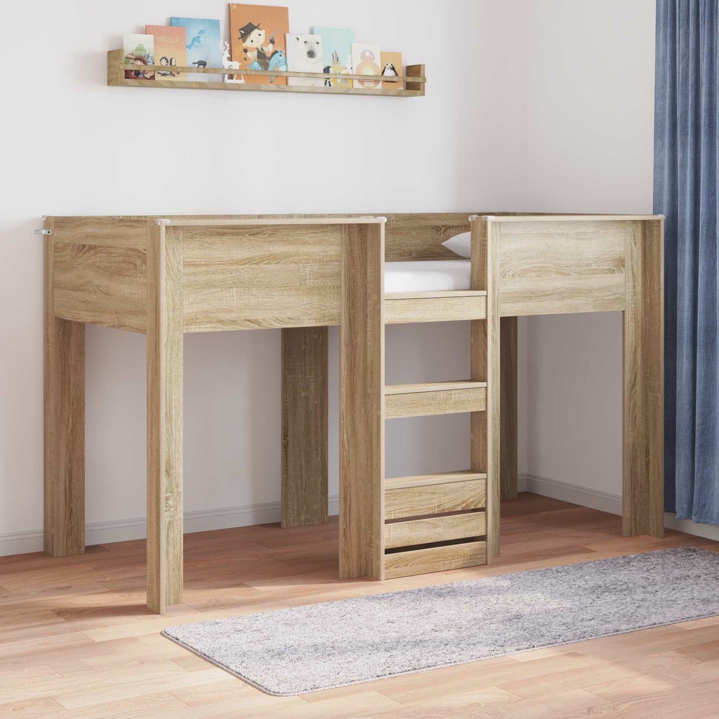 Bunk Bed for Kids Sonoma Oak 75 x 190 cm Engineered wood