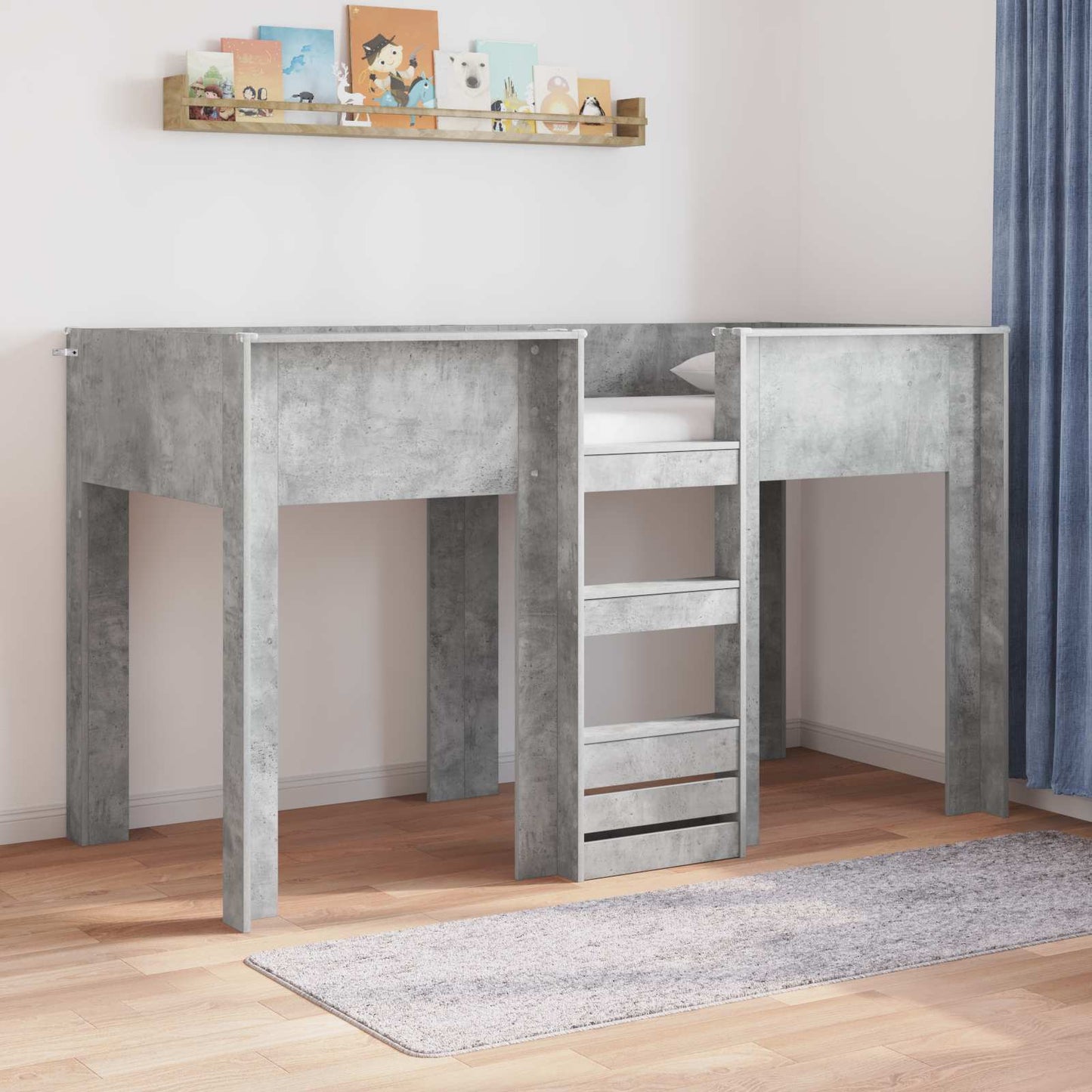Bunk Bed for Kids Concrete Grey 75 x 190 cm Engineered wood