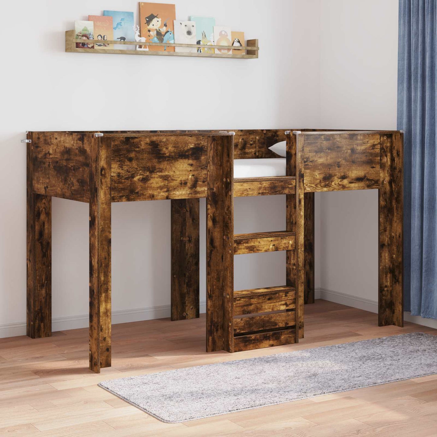 Bunk Bed for Kids Smoked Oak 75 x 190 cm Engineered wood