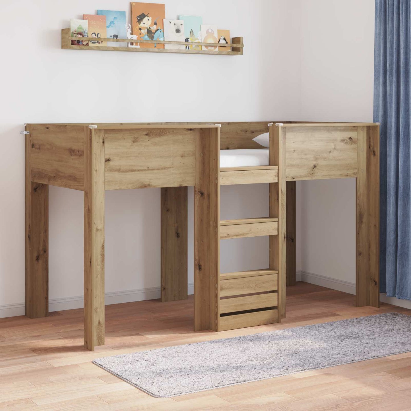 Bunk Bed for Kids Artisan Oak 75 x 190 cm Engineered wood