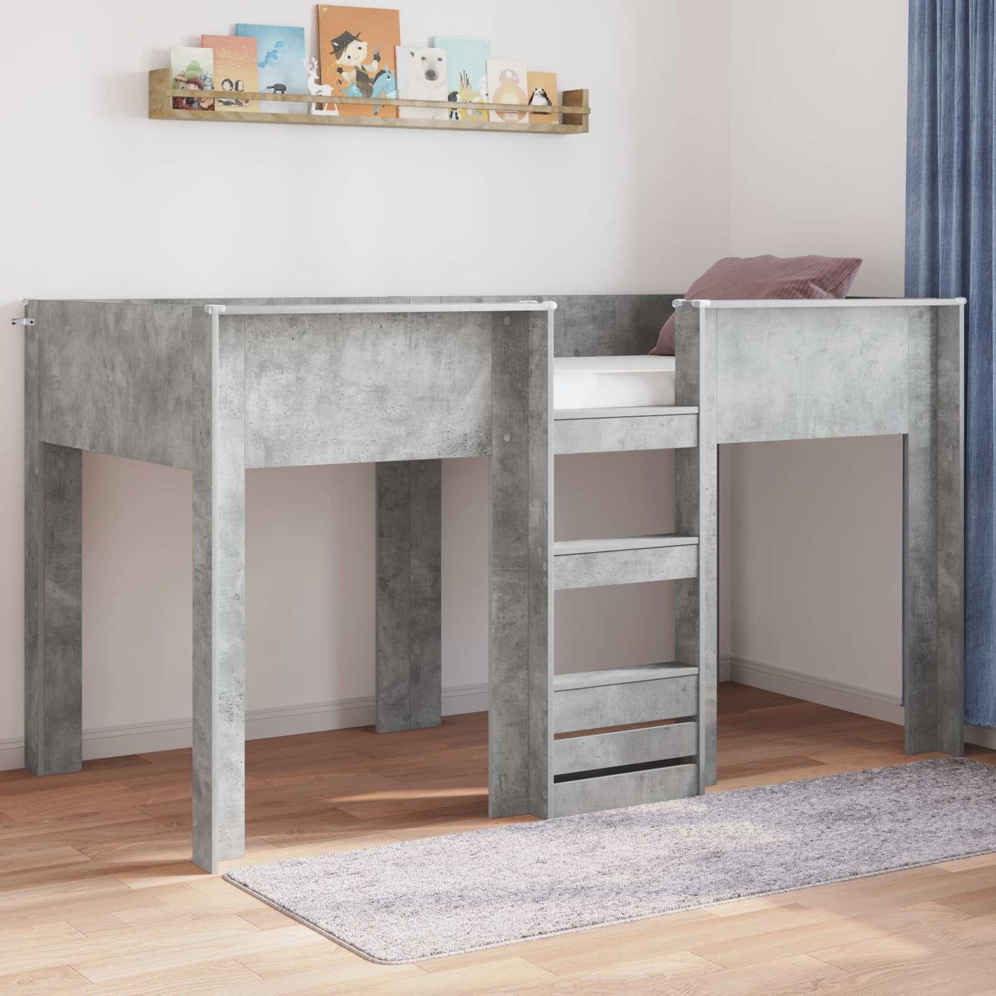 Bunk Bed for Kids Concrete Grey 90 x 190 cm Engineered wood
