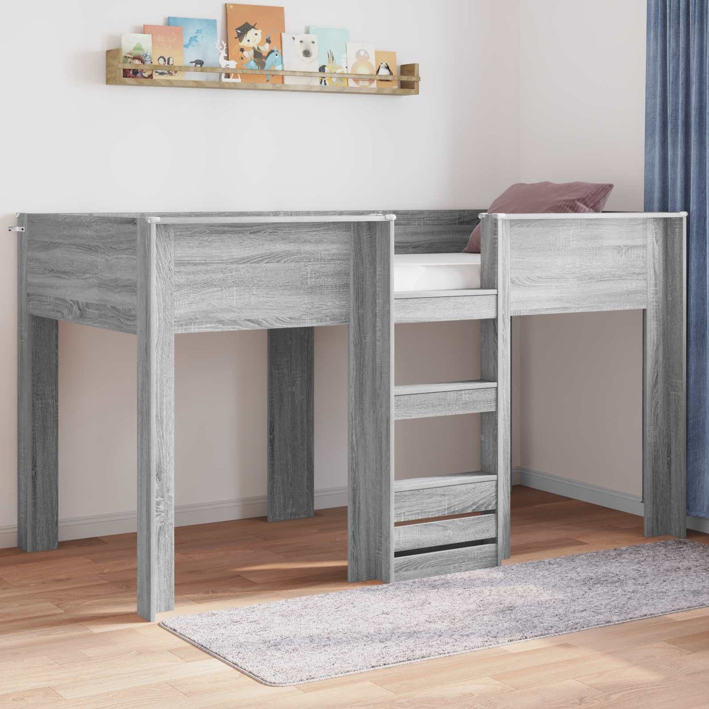Bunk Bed for Kids Grey Sonoma 90 x 190 cm Engineered wood