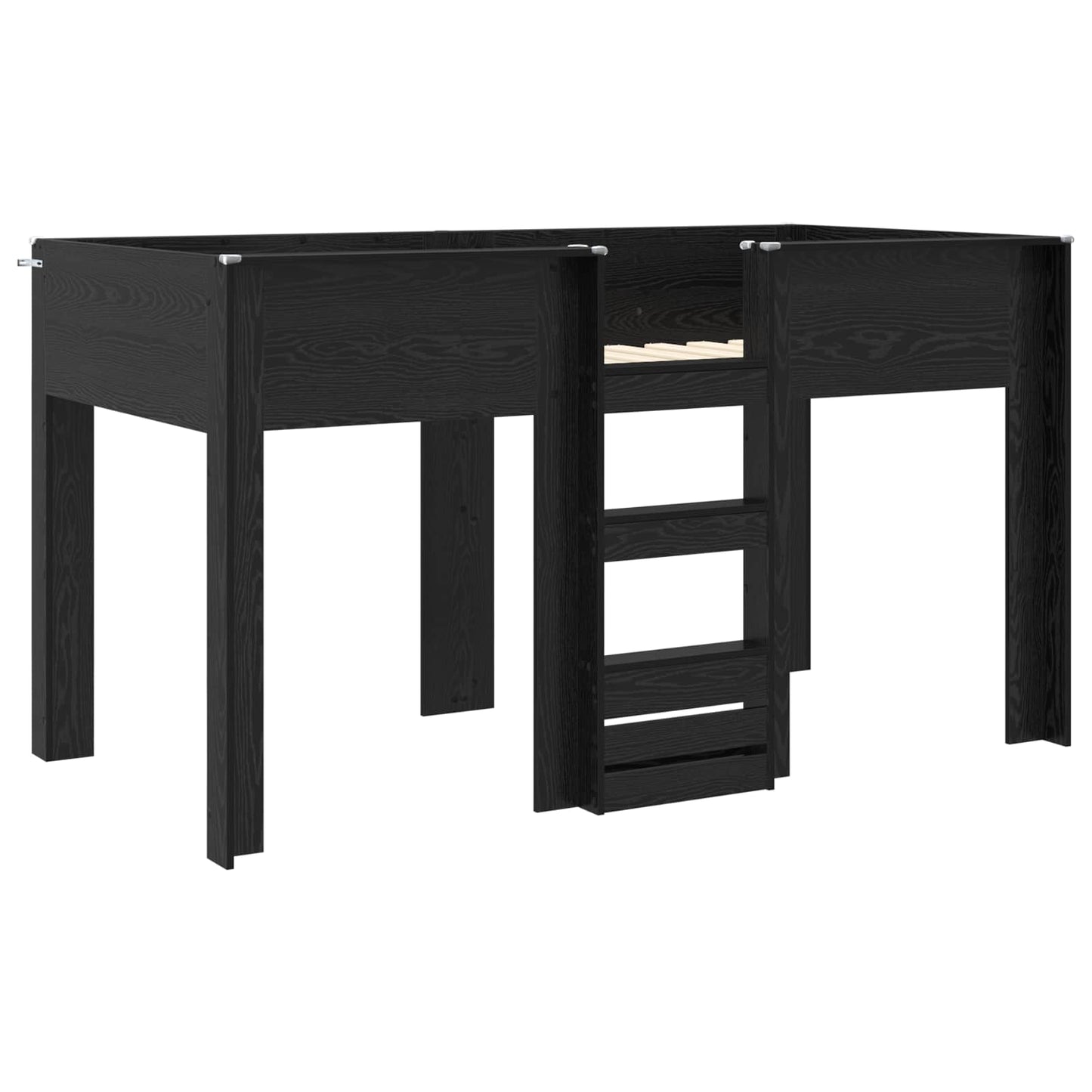 Bunk Bed for Kids Black Oak 100 x 200 cm Engineered wood