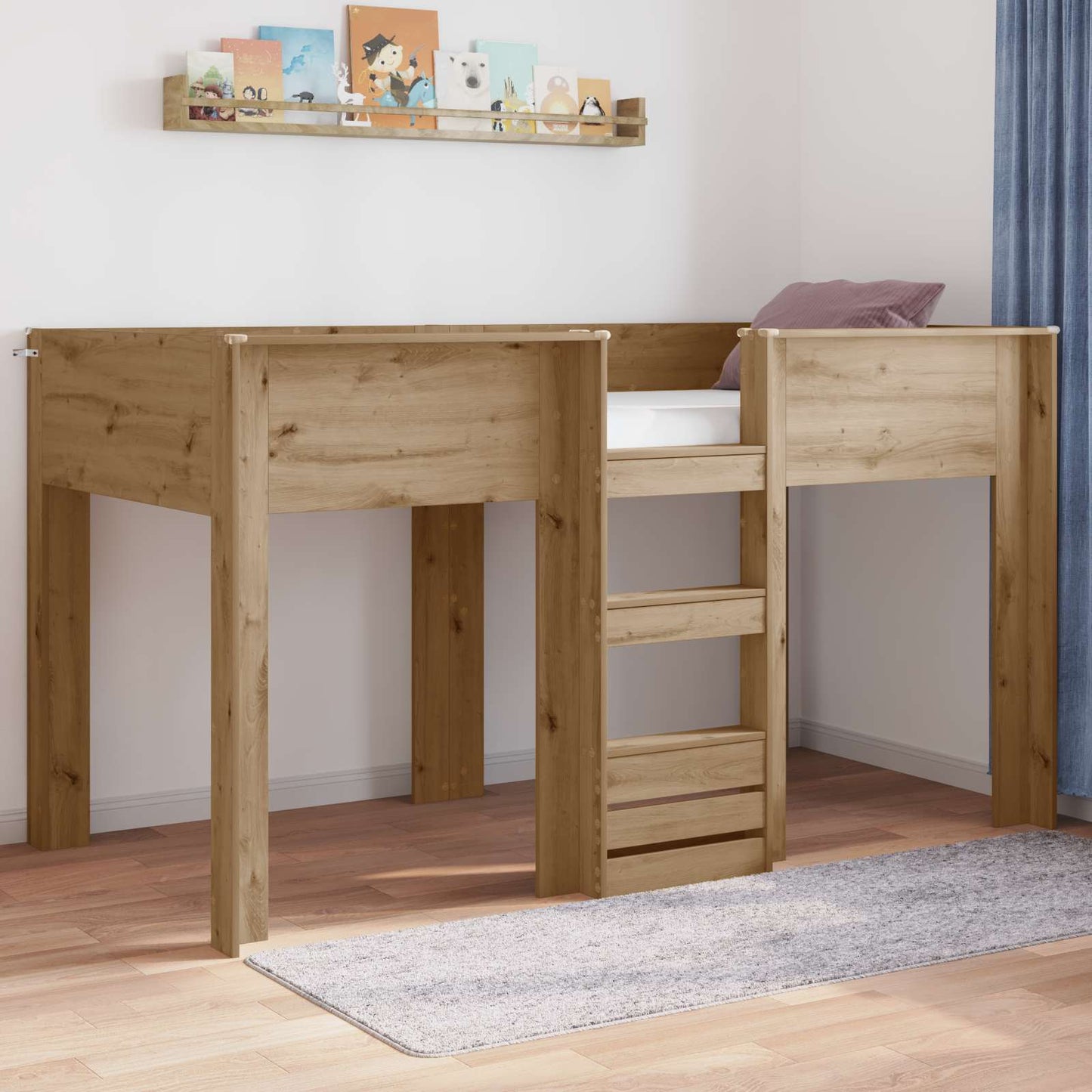 Bunk Bed for Kids Artisan Oak 100 x 200 cm Engineered wood
