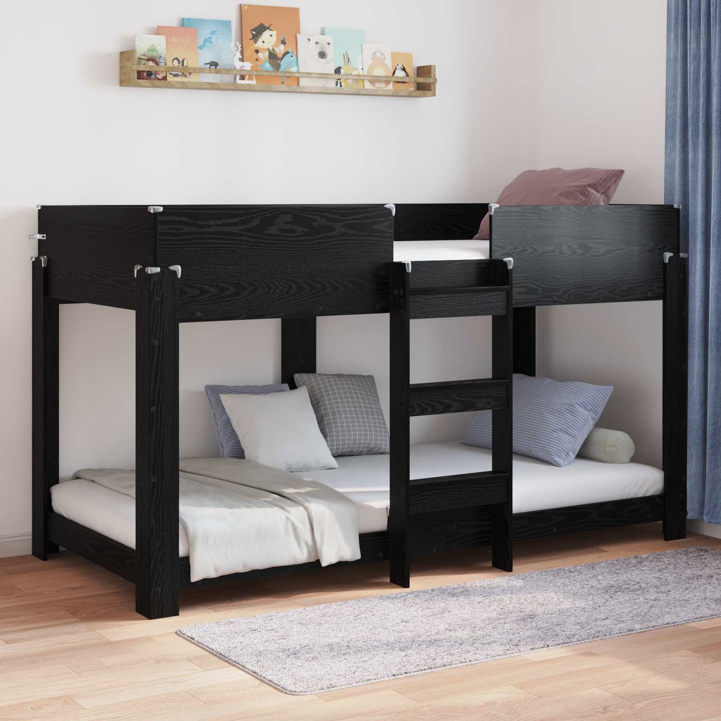 Bunk Bed for Kids Black Oak 90 x 200 cm Engineered Wood