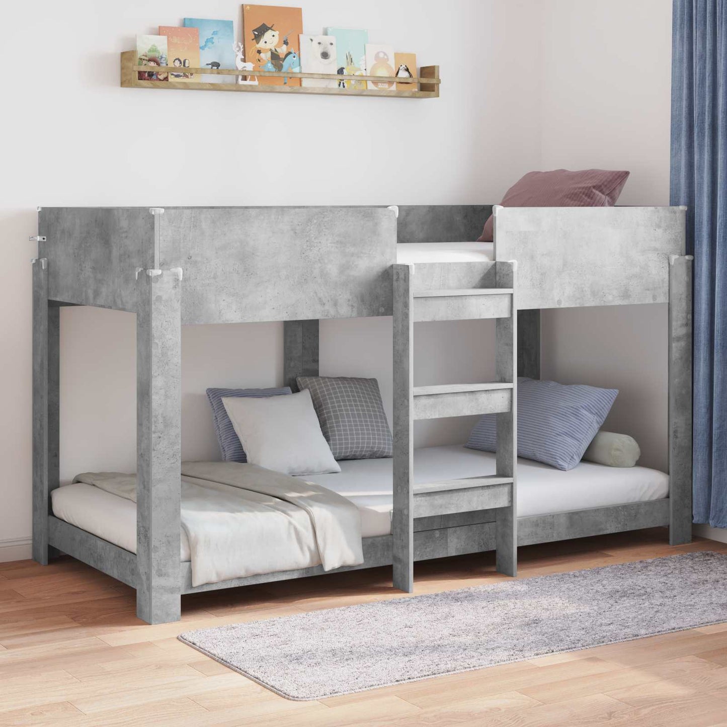 Bunk Bed for Kids Concrete Grey 90 x 190 cm Engineered Wood