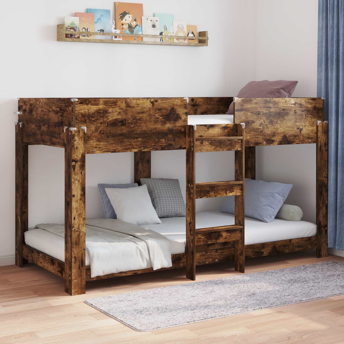 Bunk Bed for Kids Smoked Oak 90 x 190 cm Engineered Wood
