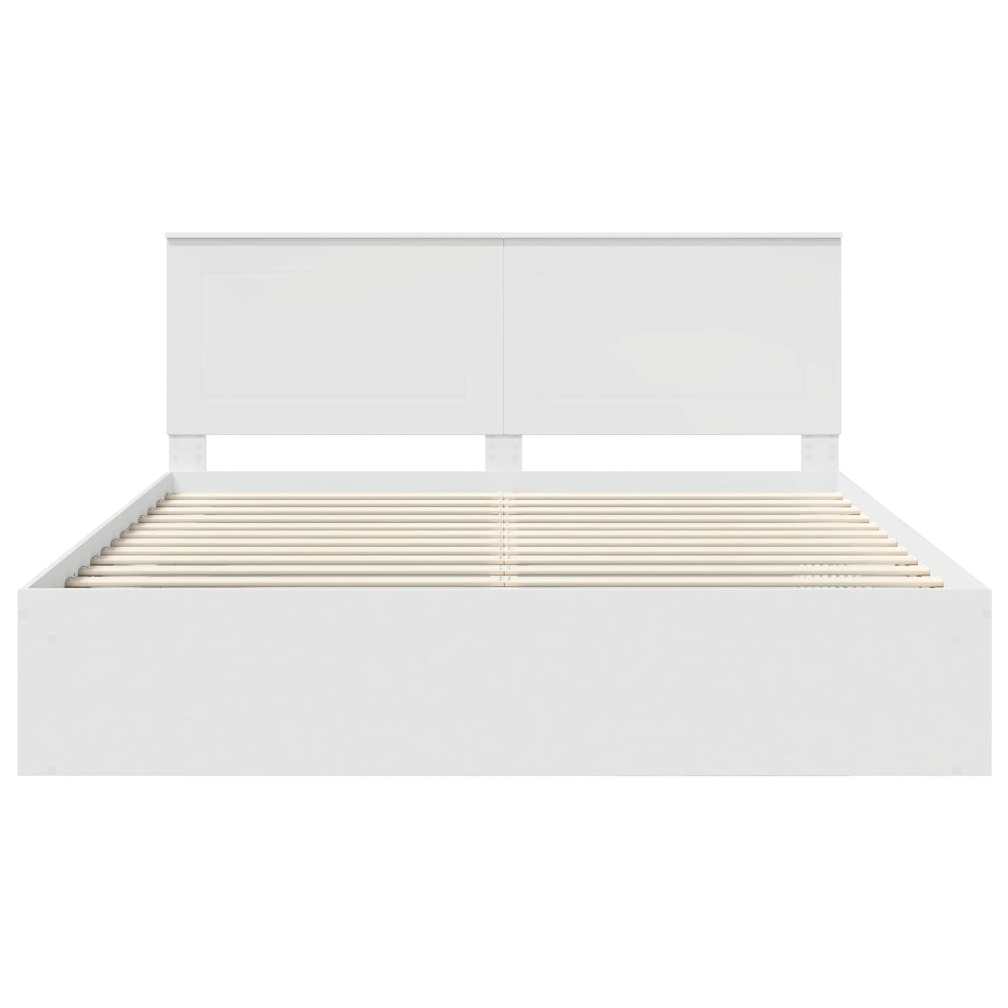 Bed Frame with Headboard White 200 x 200 cm Solid Pine Wood