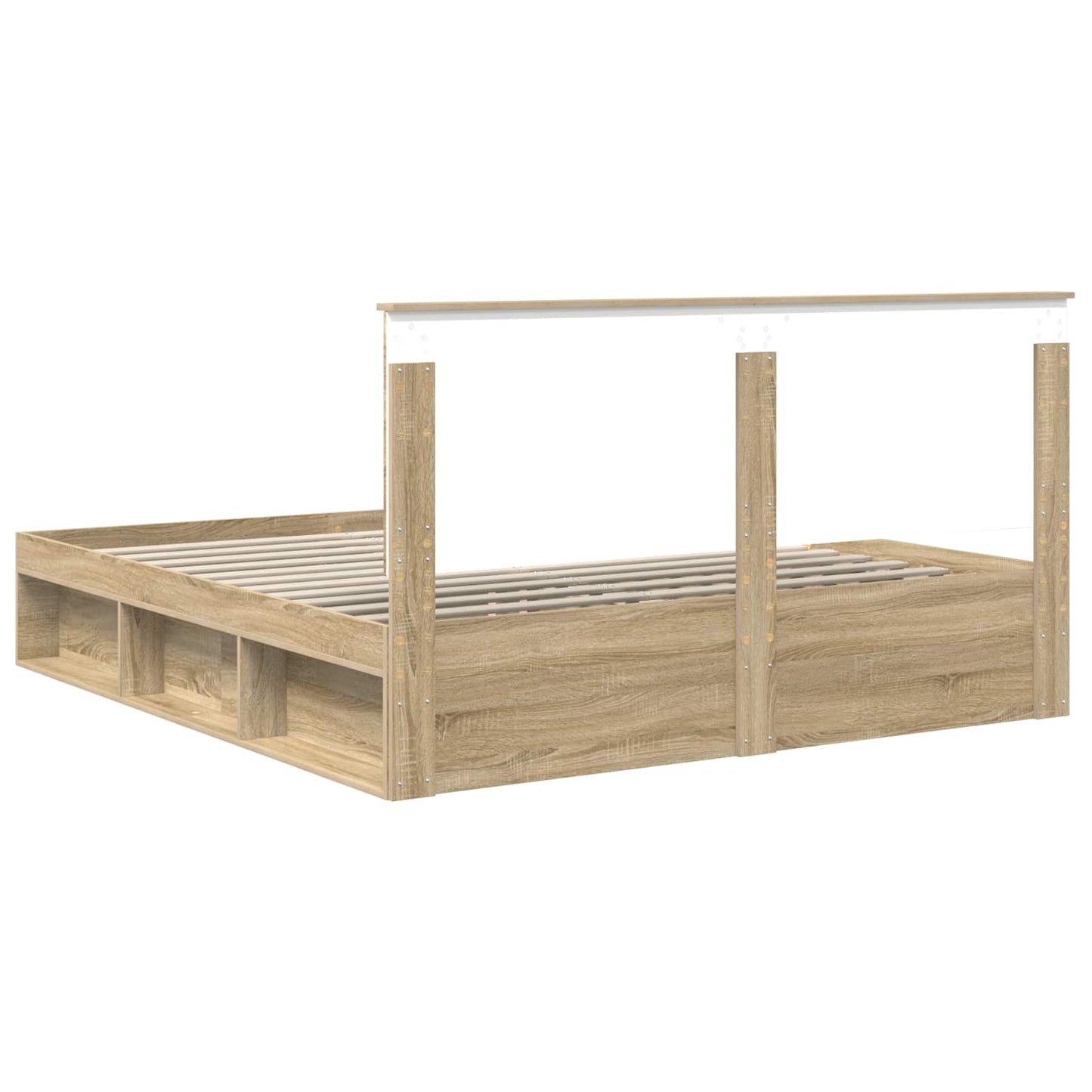 Bed Frame with Headboard Sonoma 200 x 200 cm Solid Pine Wood