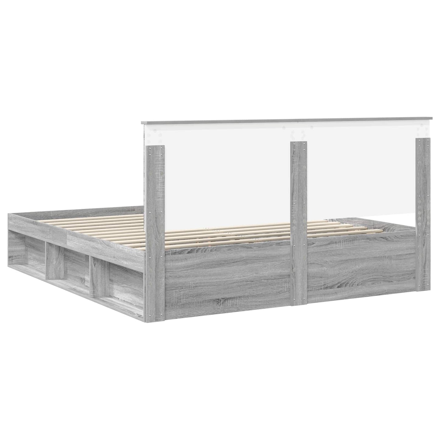 Bed Frame Grey Sonoma 200 x 200 cm Solid Pine Wood