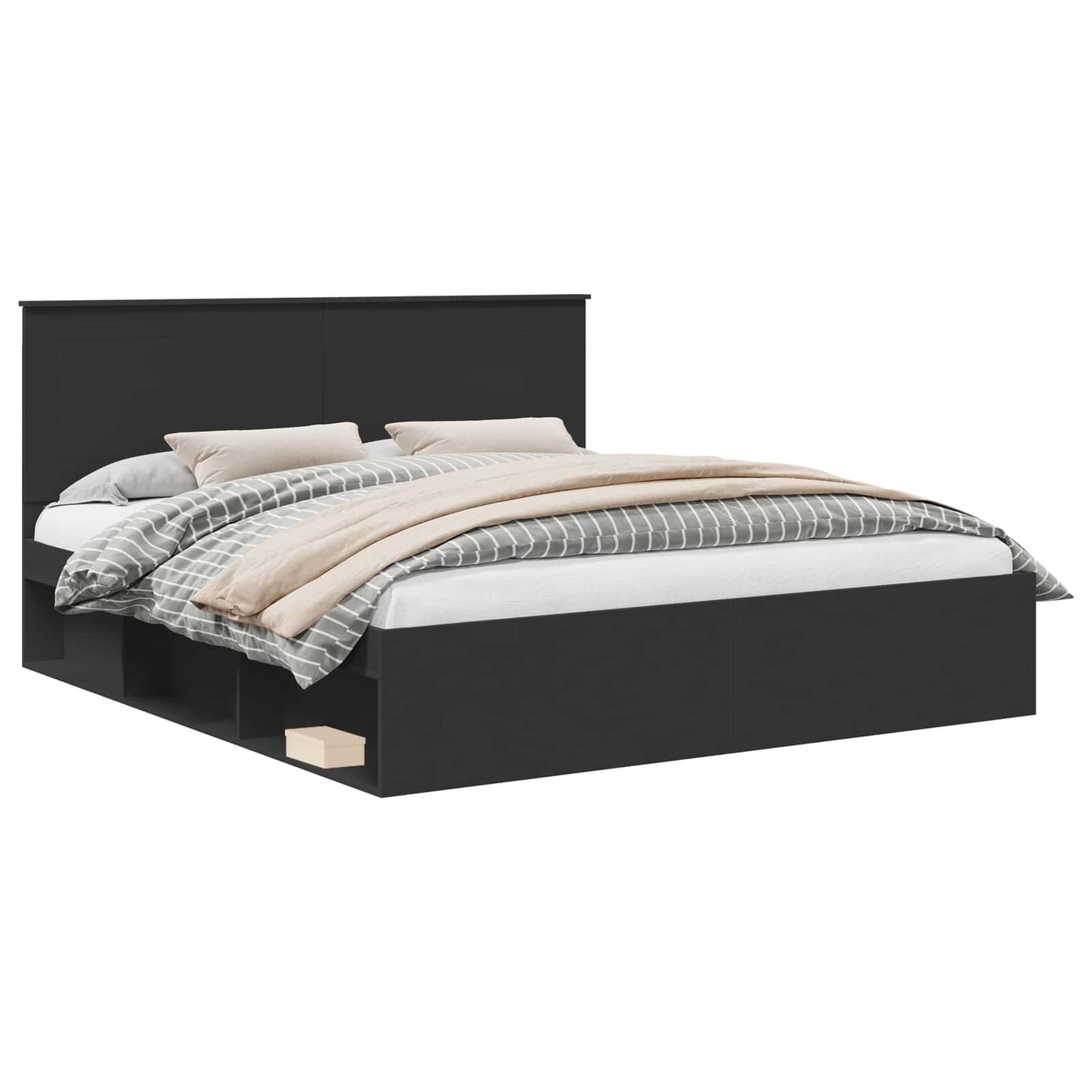 Bed Frame with Headboard Black 180 x 200 cm Solid Pine Wood