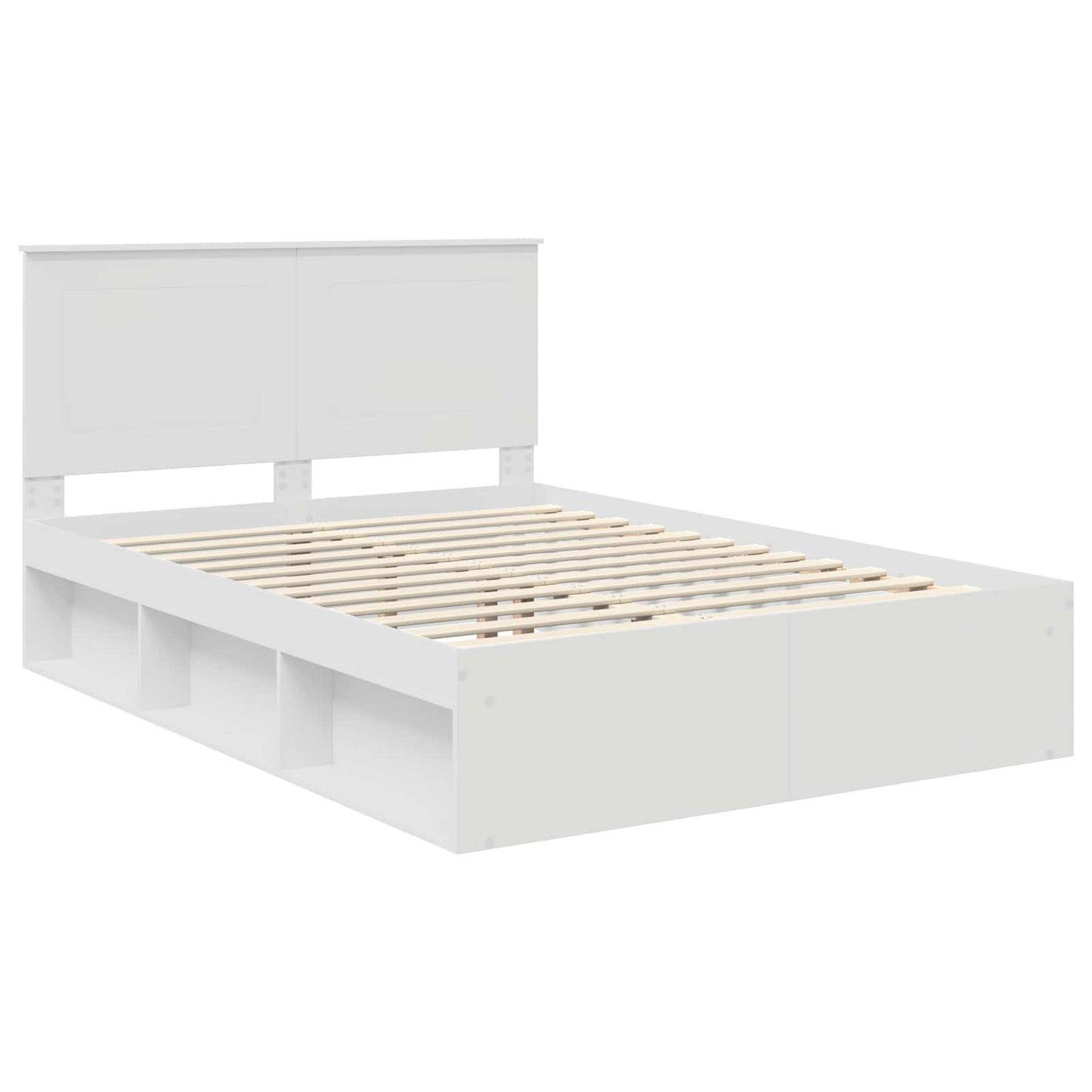 Bed Frame with Headboard White 150 x 200 cm Solid Pine Wood