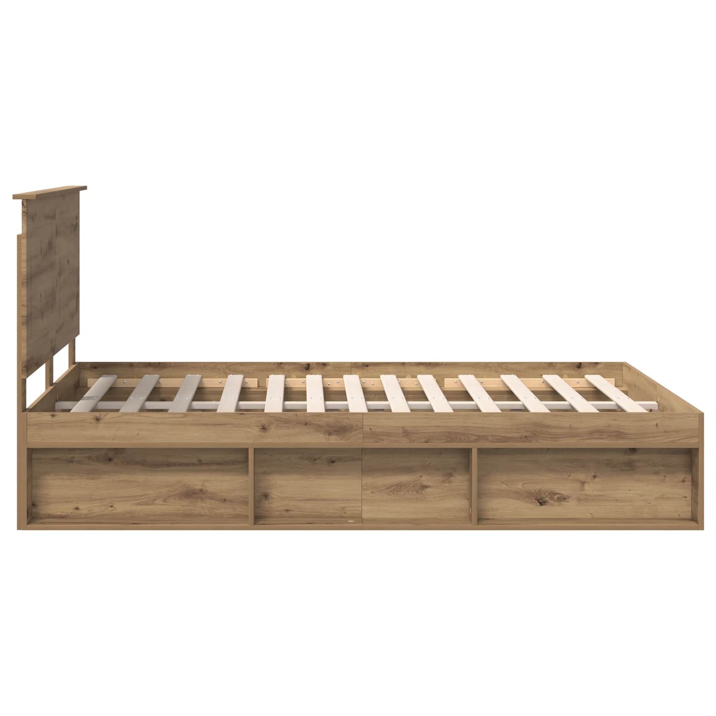 Bed Frame with Drawer Artisian Oak 150 x 200 cm Solid Pine Wood