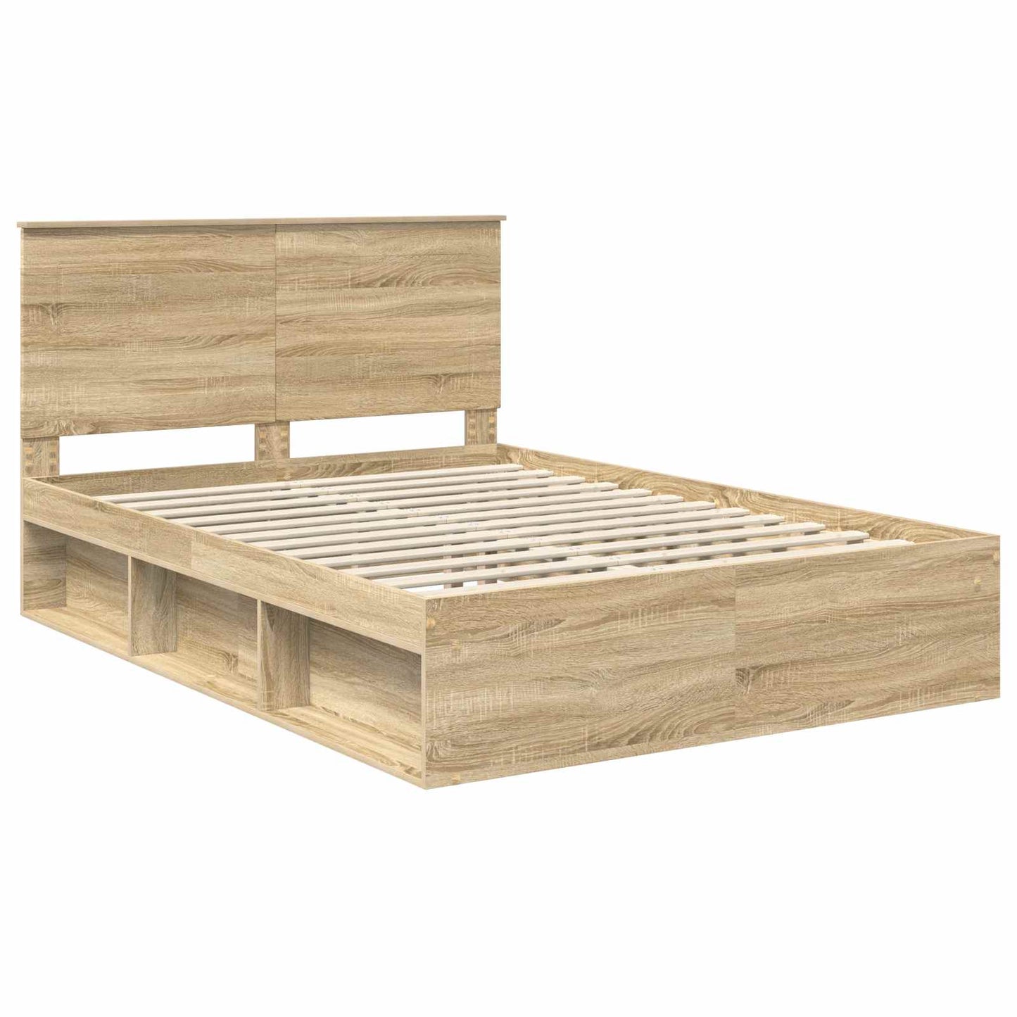 Bed Frame with Headboard Sonoma 140 x 190 cm Solid Pine Wood