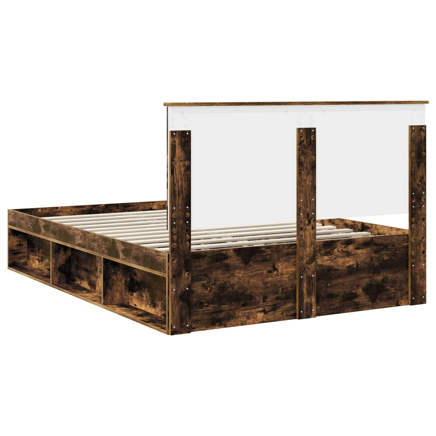 Bed Frame Smoked Oak 140 x 190 cm Solid Pine Wood
