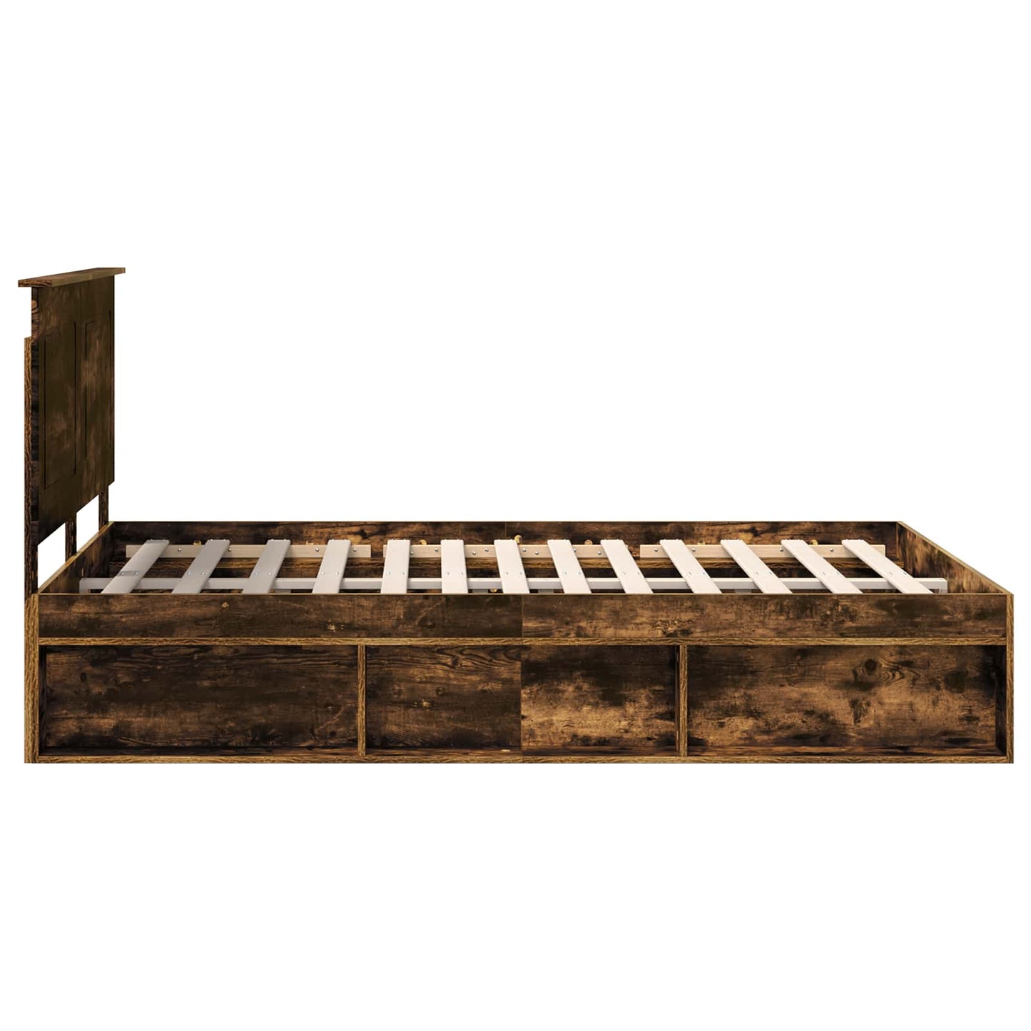 Bed Frame Smoked Oak 140 x 190 cm Solid Pine Wood