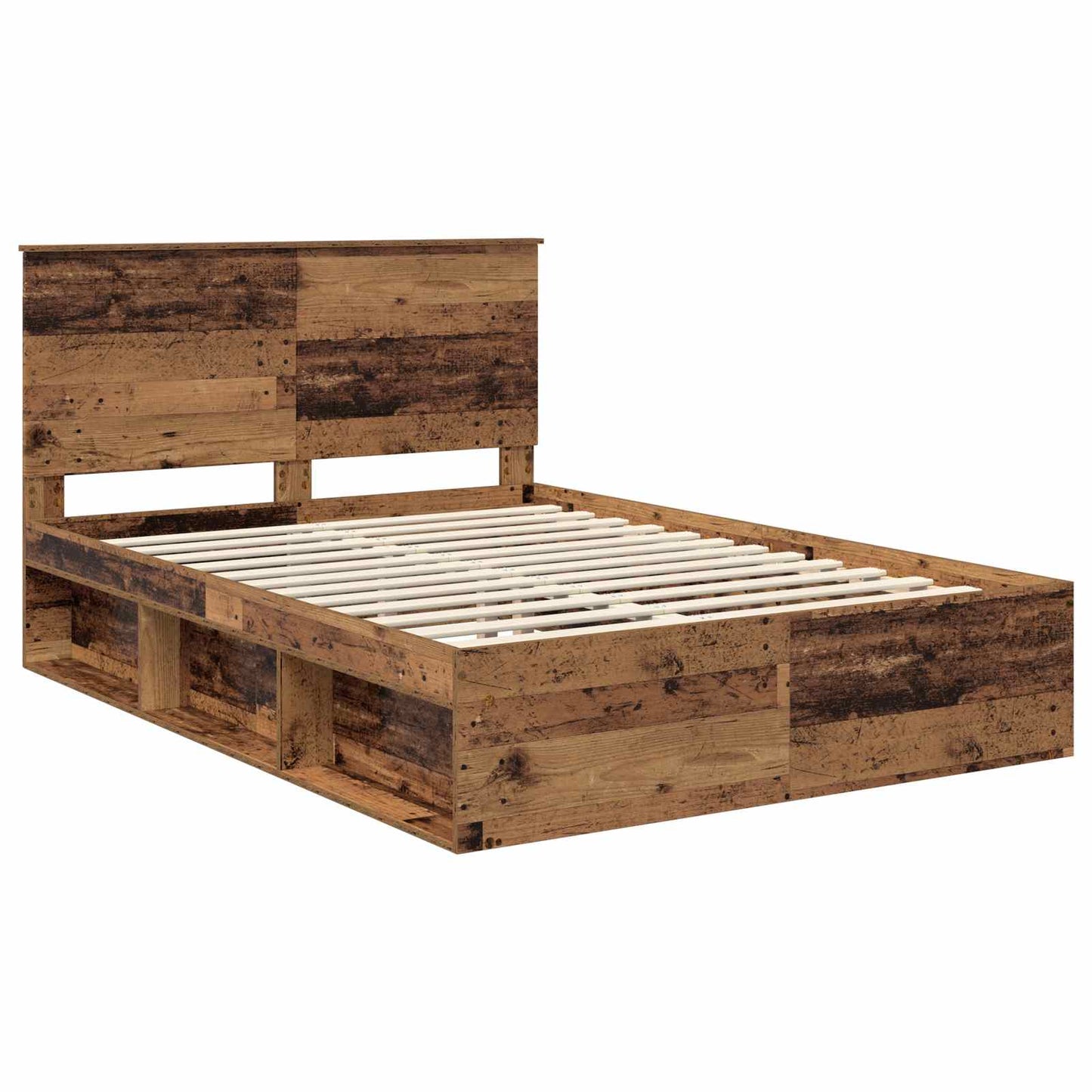 Bed Frame with Headboard Old Wood 140 x 190 cm Solid Pine Wood