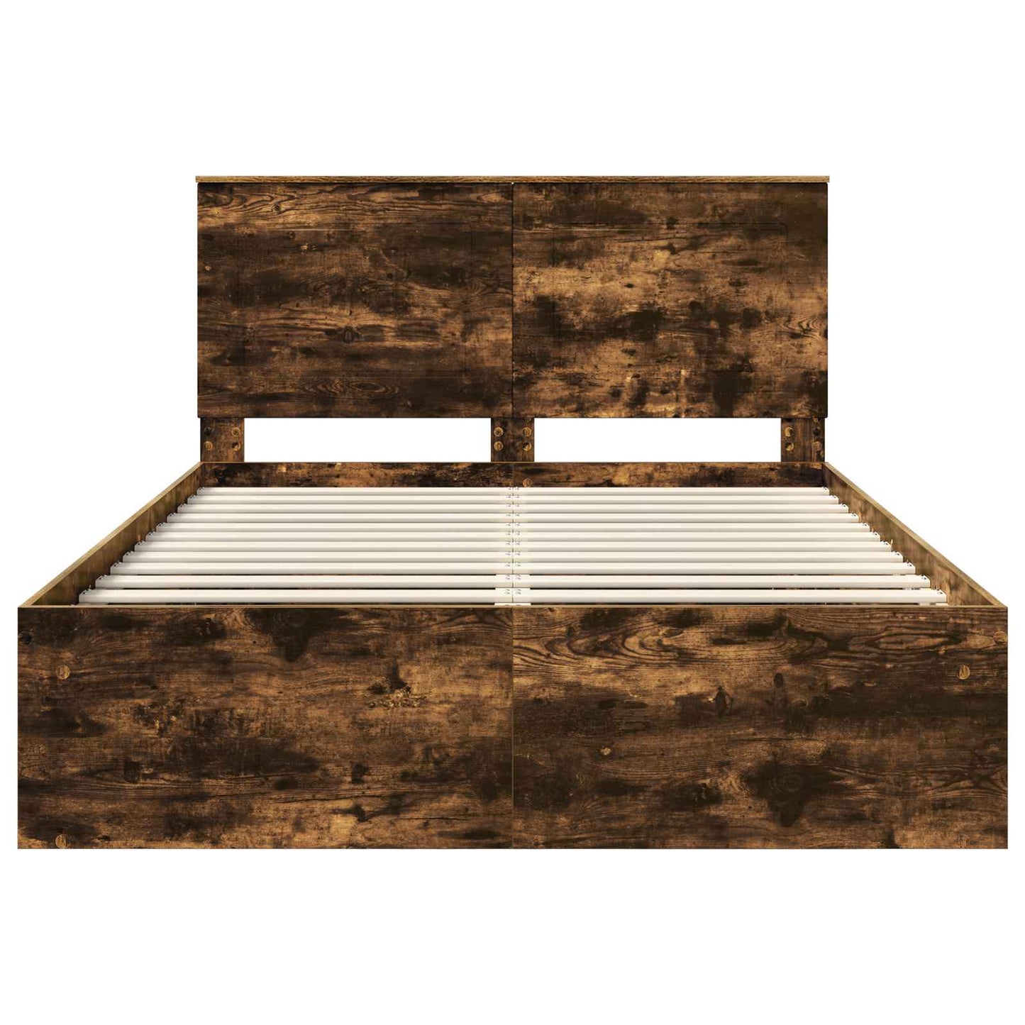 Bed Frame Smoked Oak 140 x 200 cm Solid Pine Wood