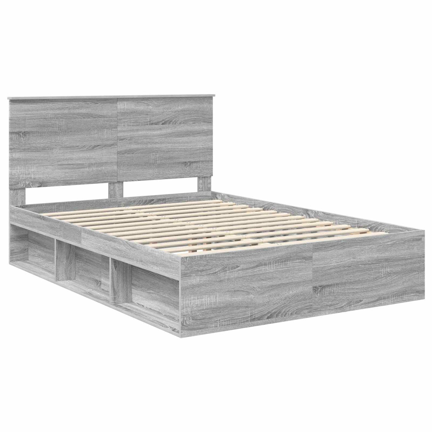 Bed Frame Grey Sonoma 140 x 200 cm Solid Pine Wood