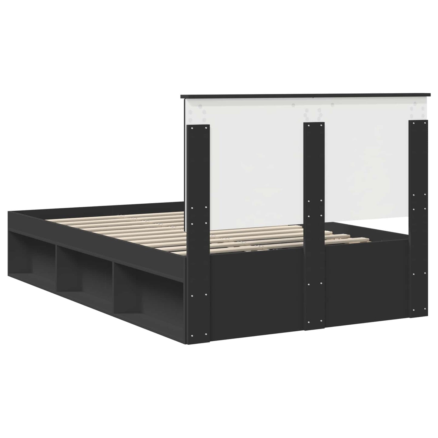 Bed Frame with Headboard Black 135 x 190 cm Solid Pine Wood