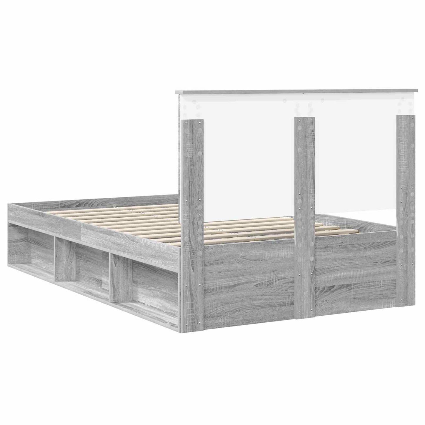 Bed Frame Grey Sonoma 135 x 190 cm Solid Pine Wood