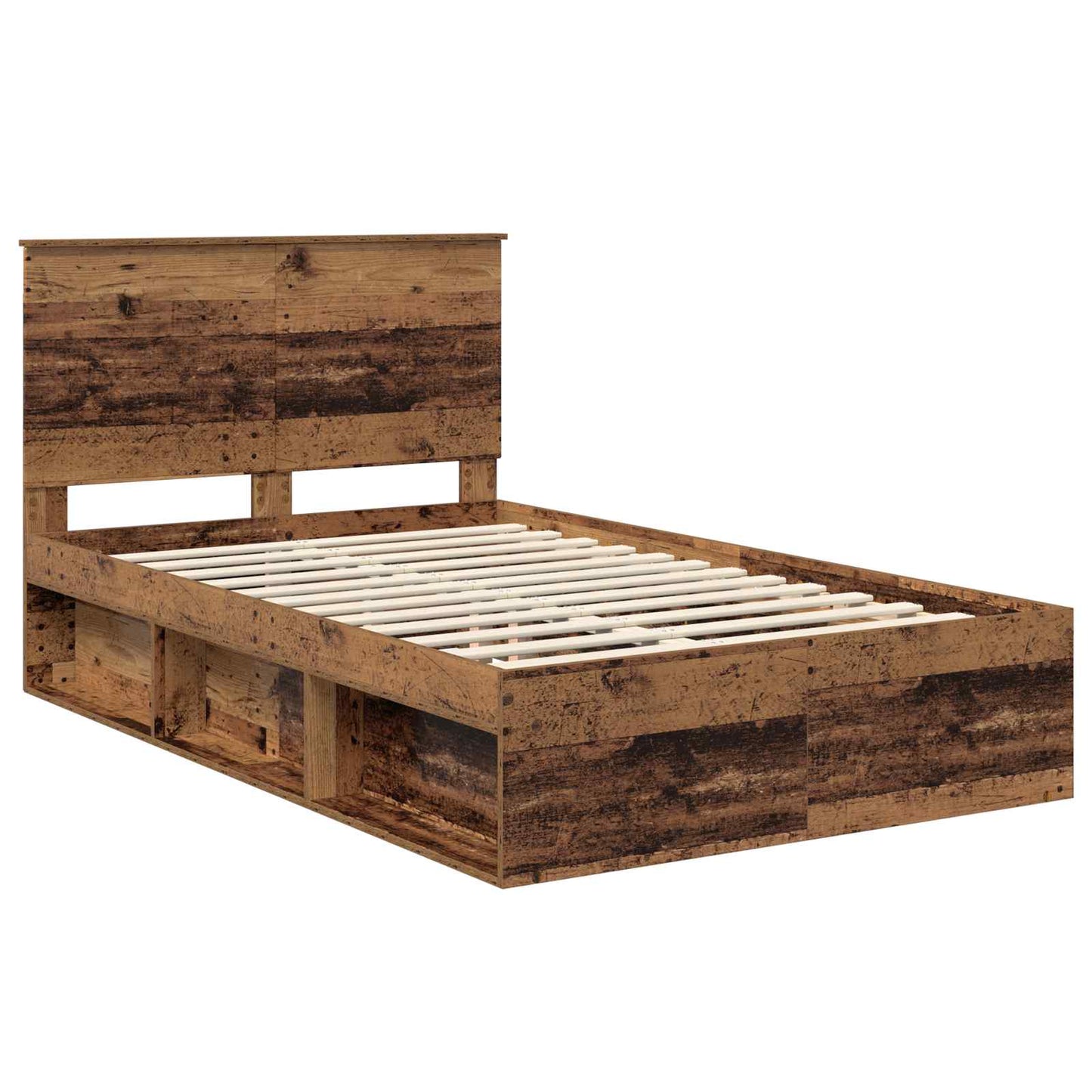 Bed Frame with Headboard Old Wood 135 x 190 cm Solid Pine Wood
