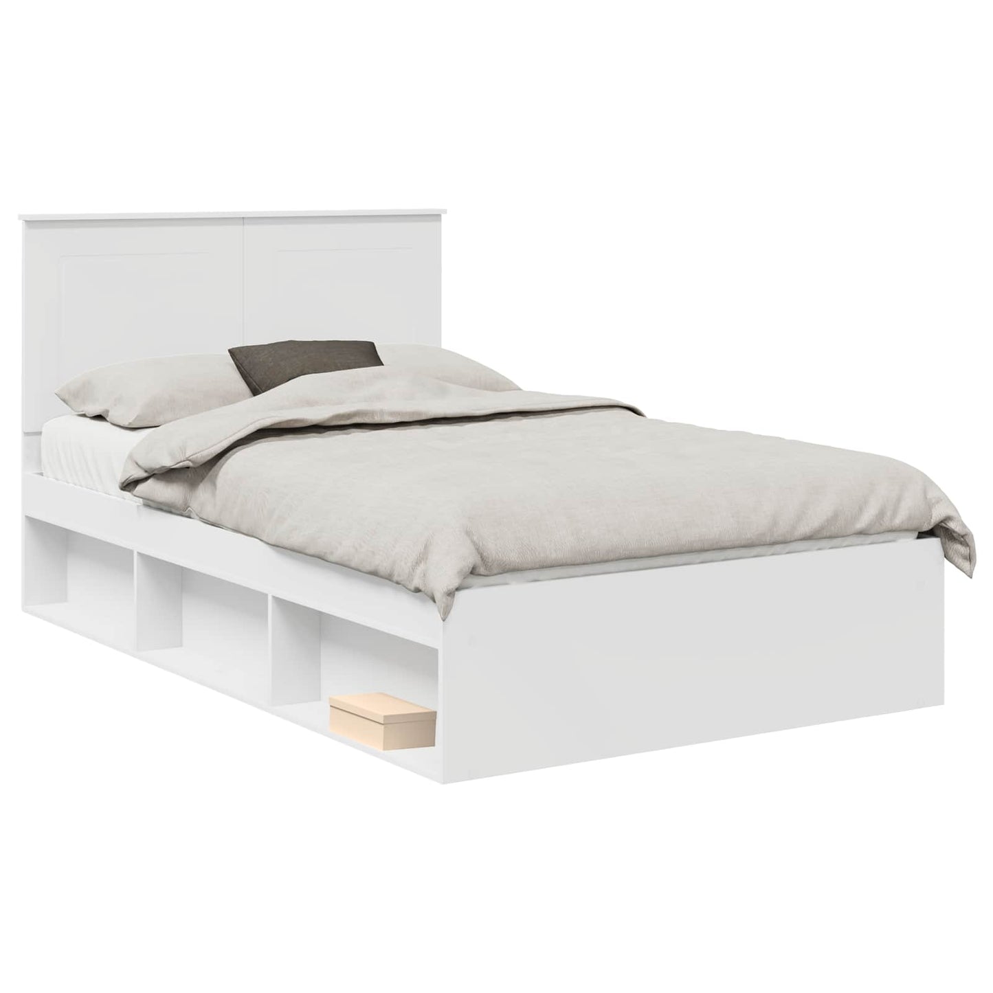 Bed Frame with Headboard White 120 x 190 cm Solid Pine Wood