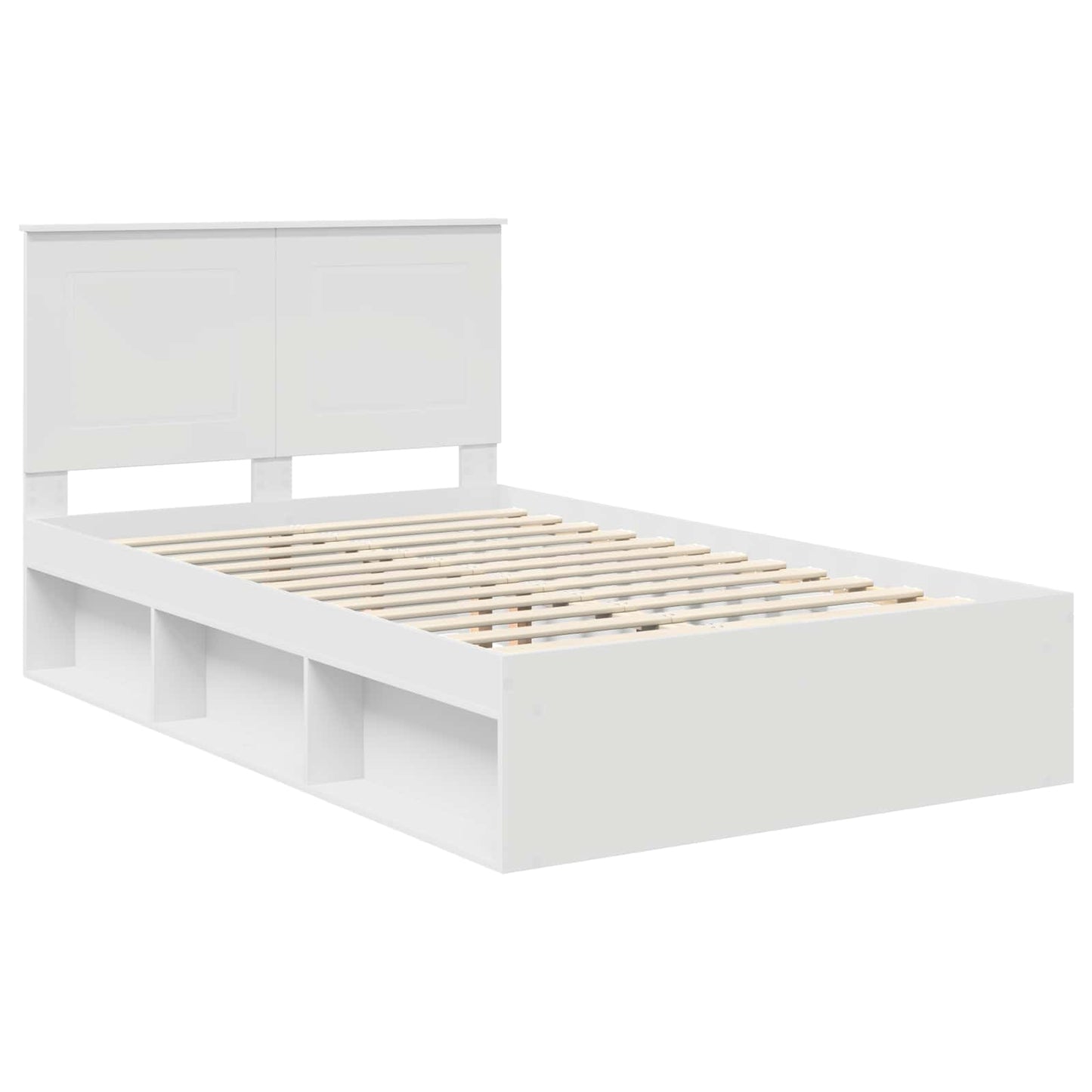 Bed Frame with Headboard White 120 x 190 cm Solid Pine Wood