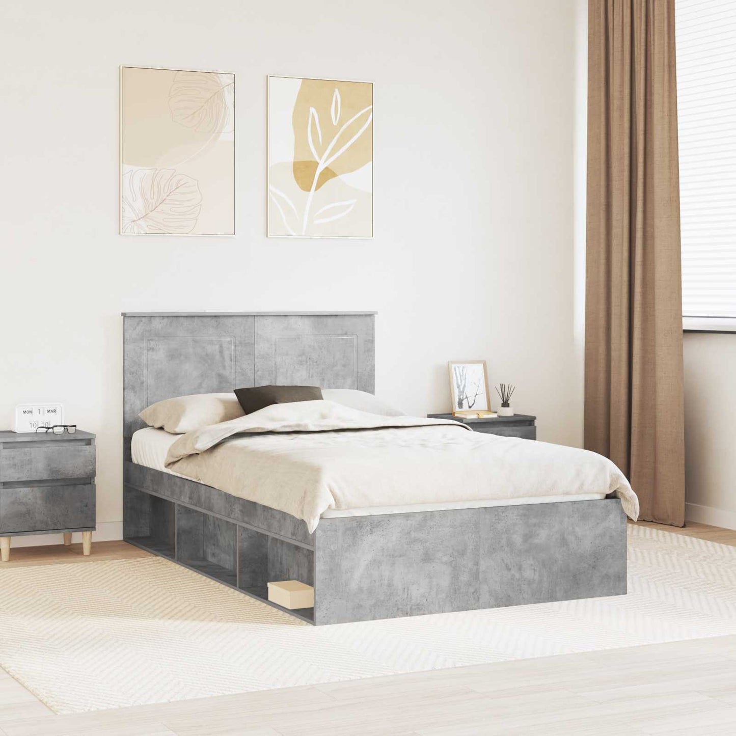 Bed Frame with Headboard Concerte 120 x 190 cm Solid Pine Wood