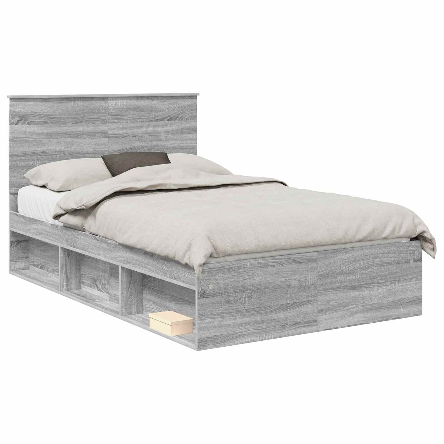 Bed Frame with Drawer Grey Sonoma 120 x 190 cm Solid Pine Wood