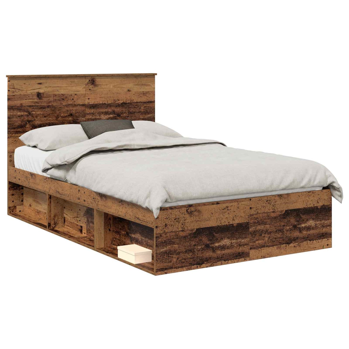 Bed Frame with Headboard Old Wood 120 x 190 cm Solid Pine Wood